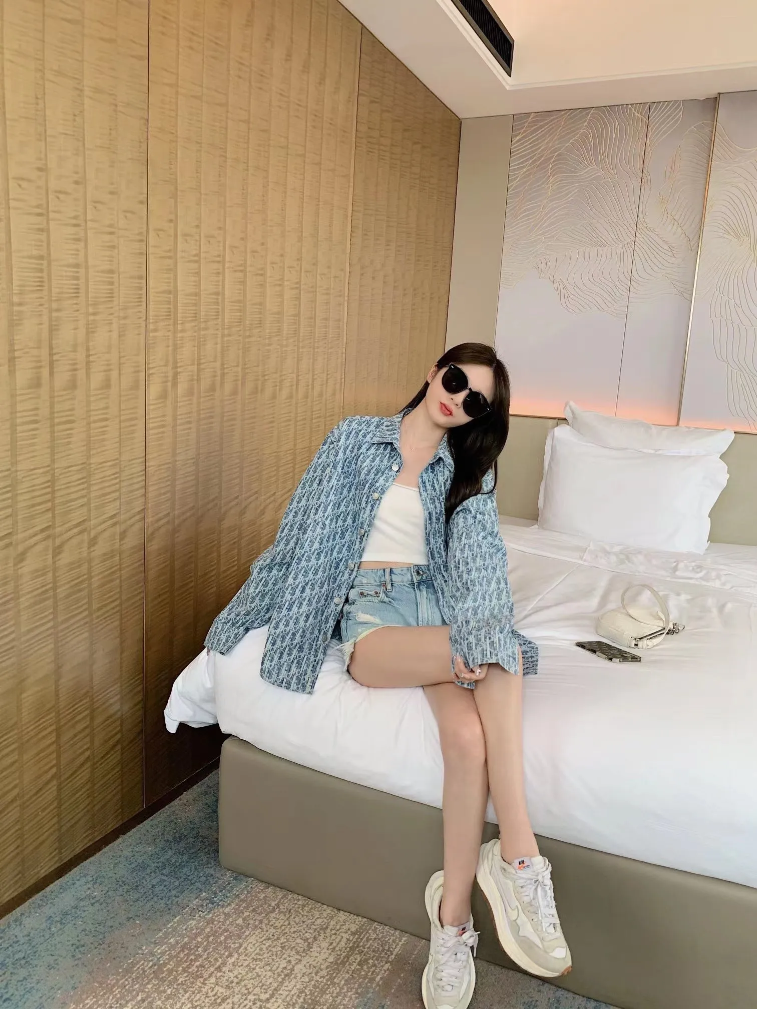 Dior/Dior 22ss Classic all-over printed presbyopic denim shirt jacket