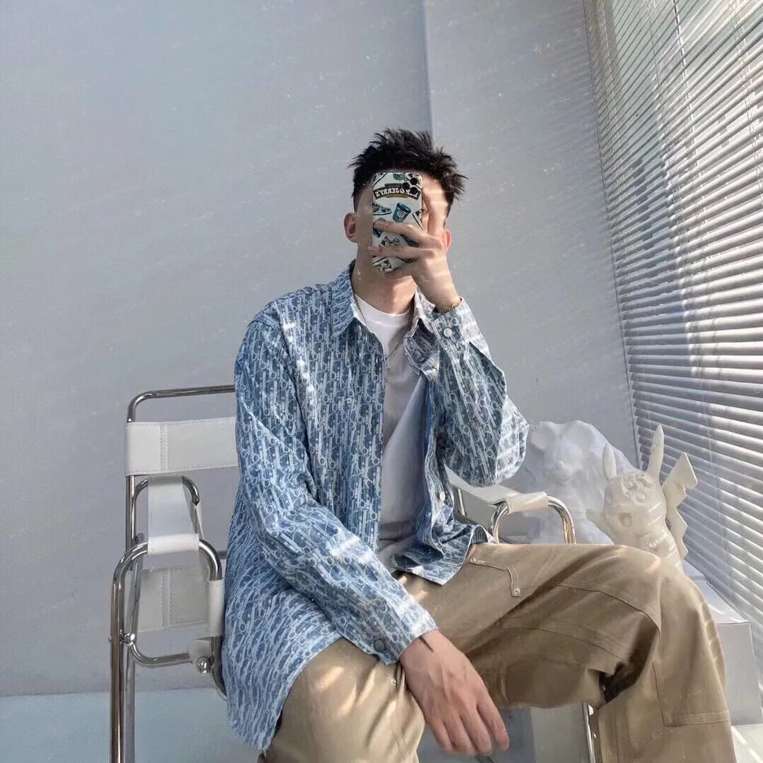 Dior/Dior 22ss Classic all-over printed presbyopic denim shirt jacket