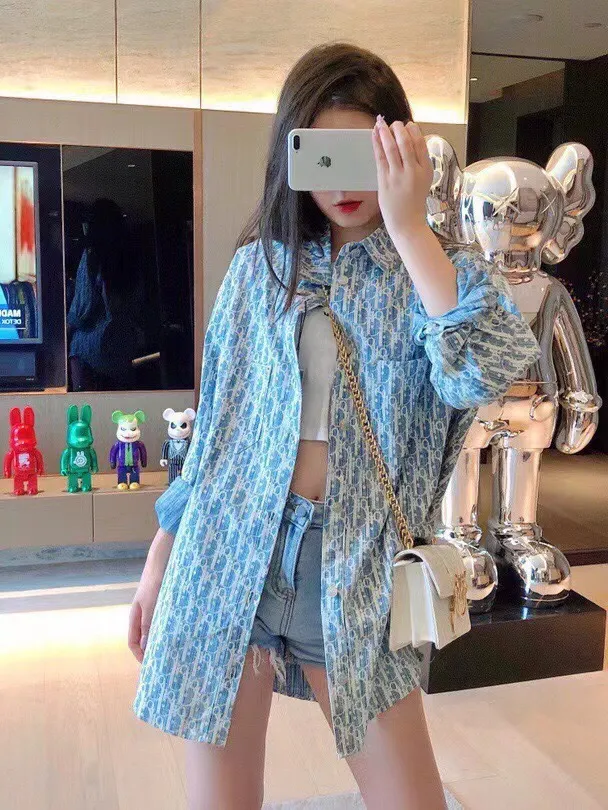 Dior/Dior 22ss Classic all-over printed presbyopic denim shirt jacket