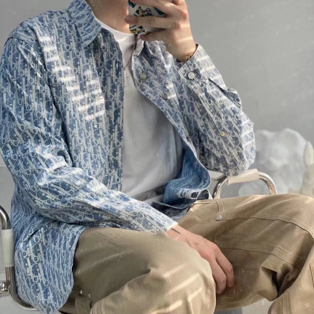 Dior/Dior 22ss Classic all-over printed presbyopic denim shirt jacket