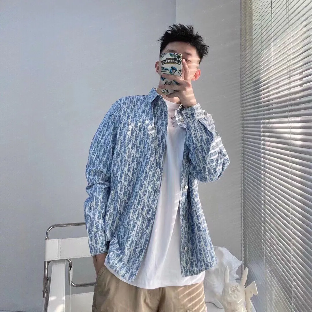 Dior/Dior 22ss Classic all-over printed presbyopic denim shirt jacket