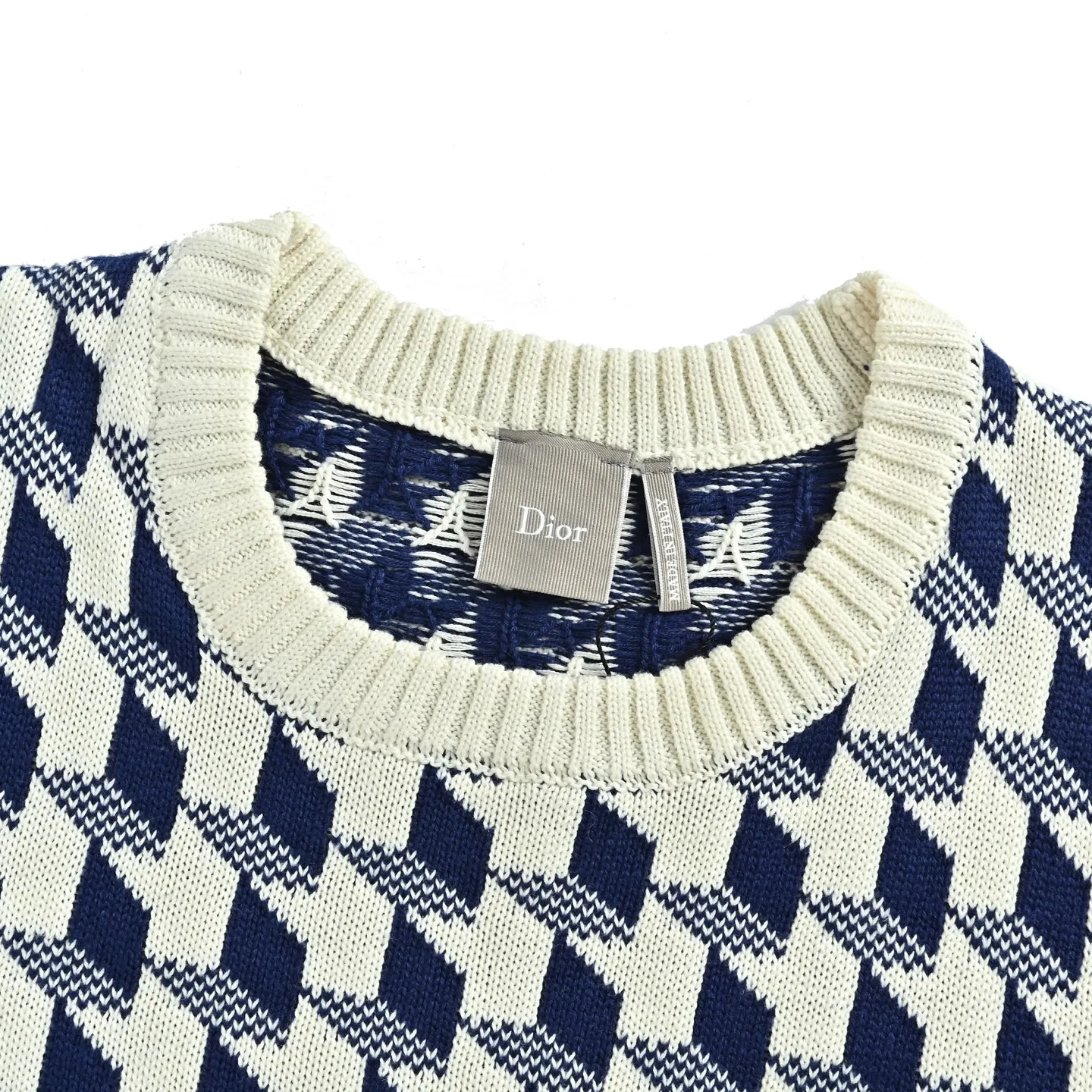 Dior/Dior Houndstooth Jacquard Crewneck Sweater