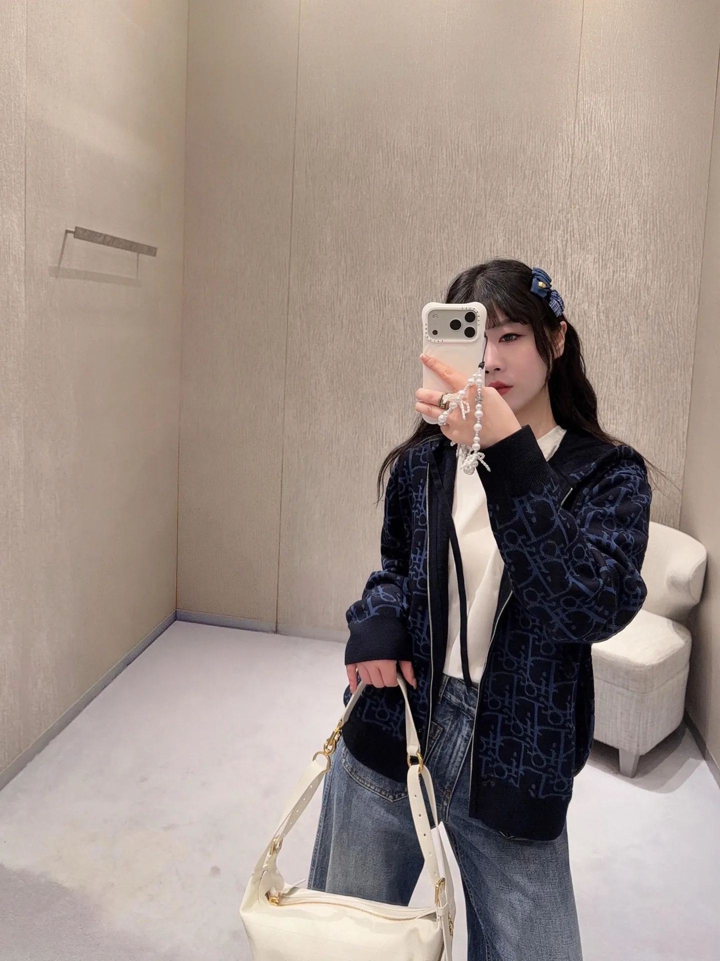 Dior/Dior zipped hooded jacket in jacquard jacquard