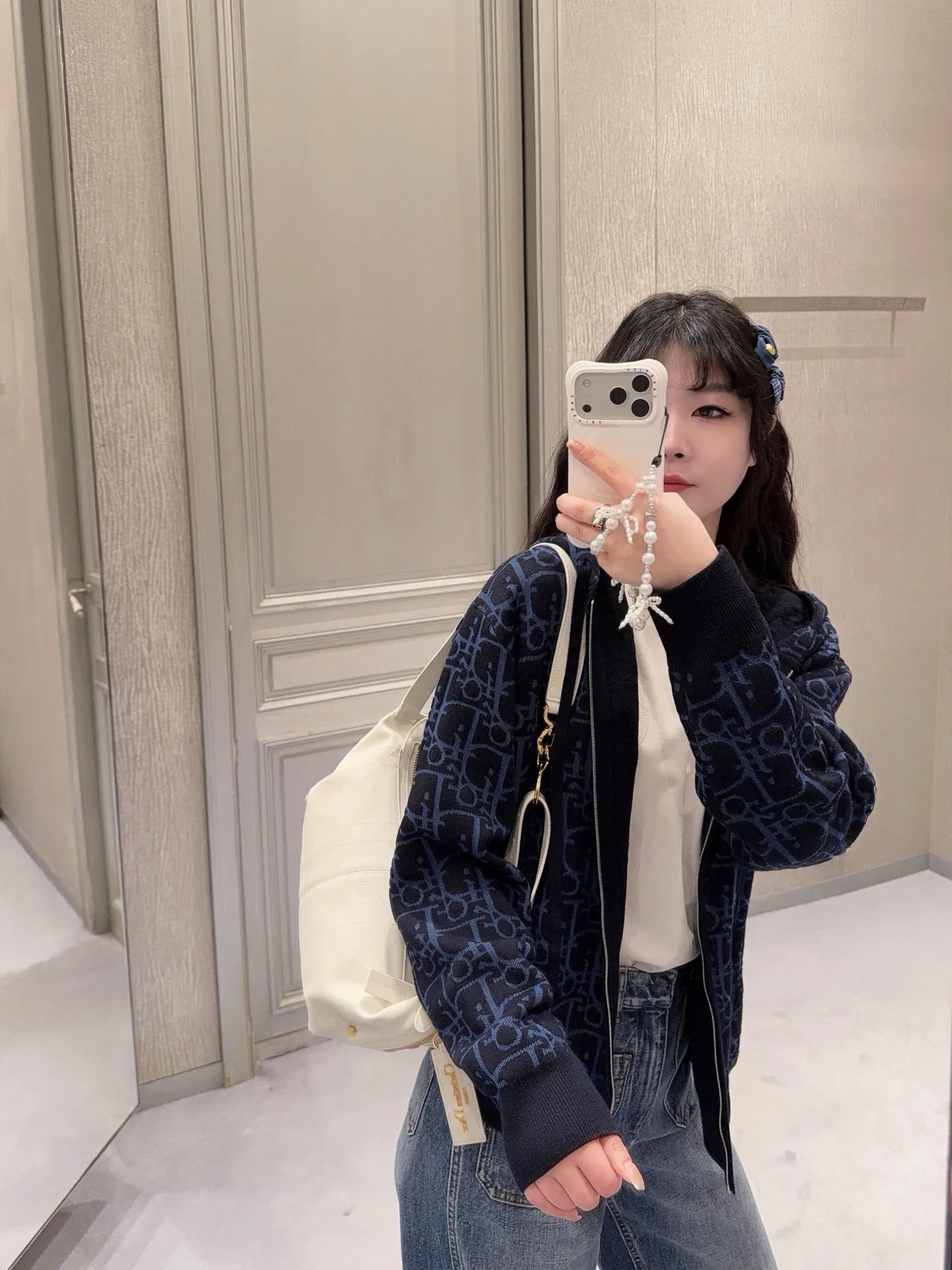 Dior/Dior zipped hooded jacket in jacquard jacquard