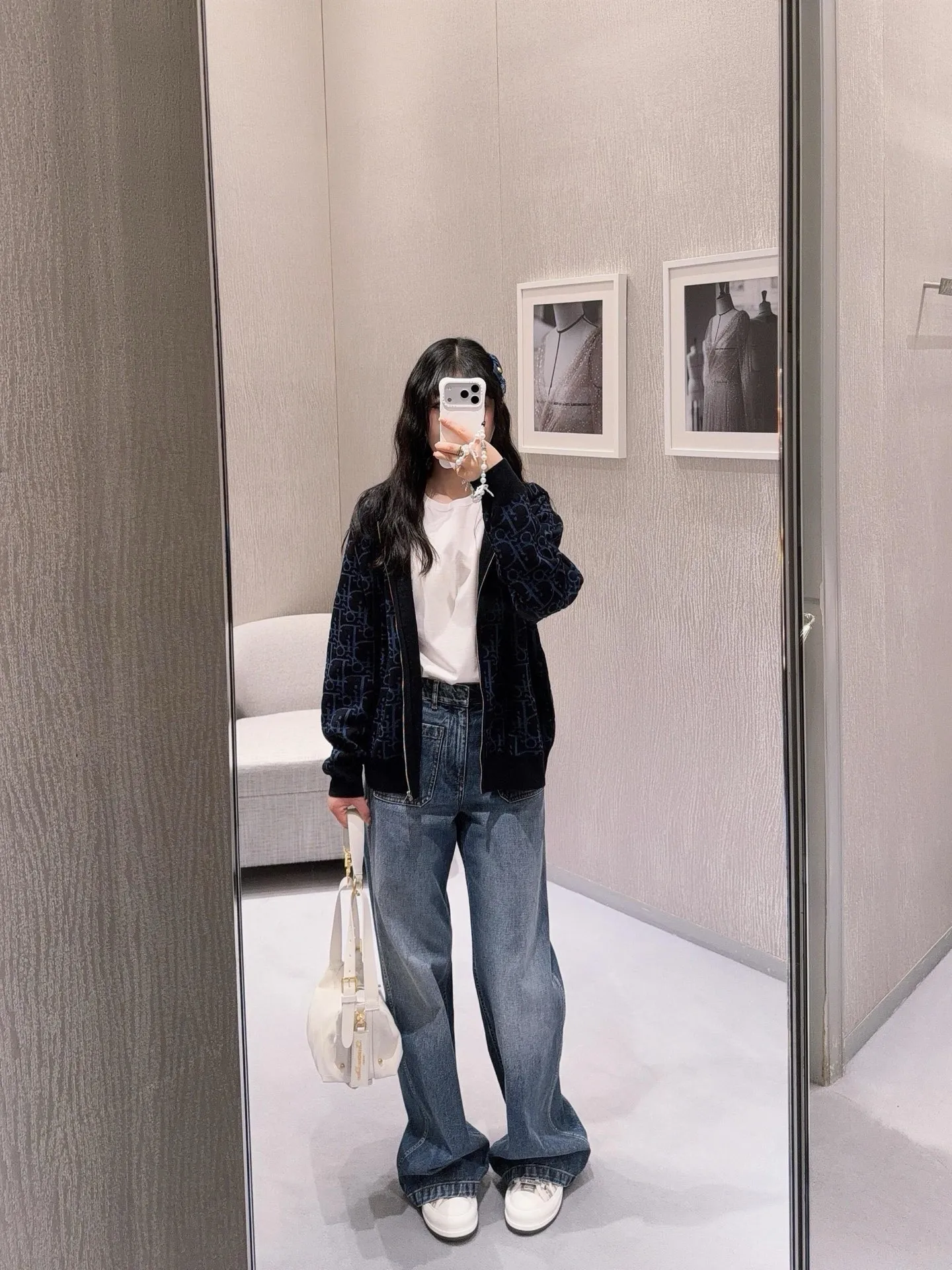 Dior/Dior zipped hooded jacket in jacquard jacquard