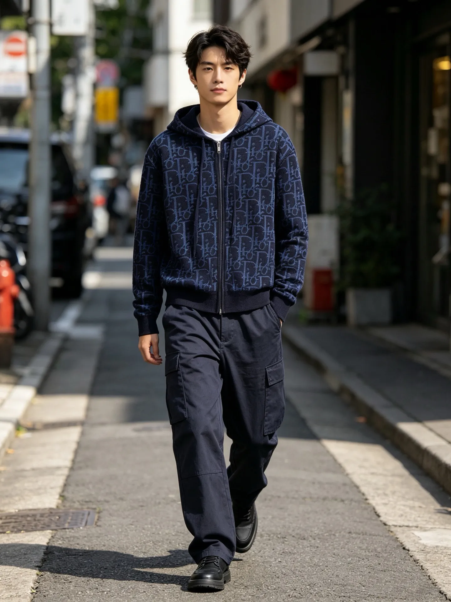 Dior/Dior zipped hooded jacket in jacquard jacquard