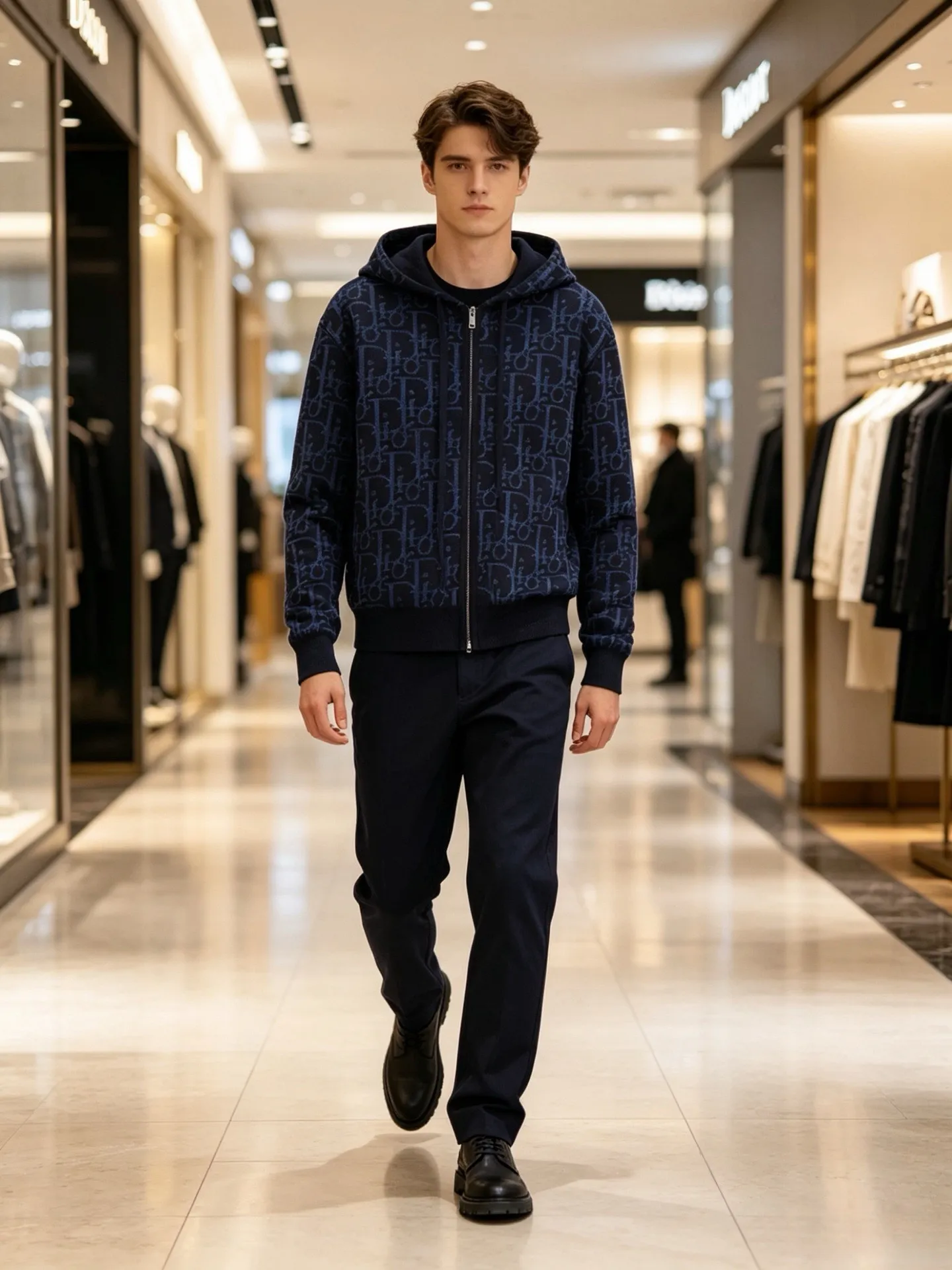 Dior/Dior zipped hooded jacket in jacquard jacquard
