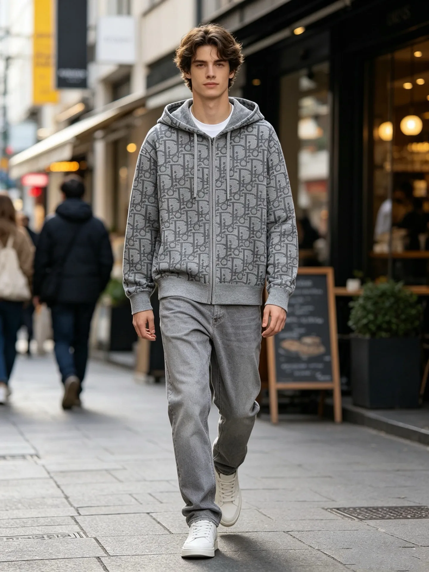 Dior/Dior zipped hooded jacket in jacquard jacquard