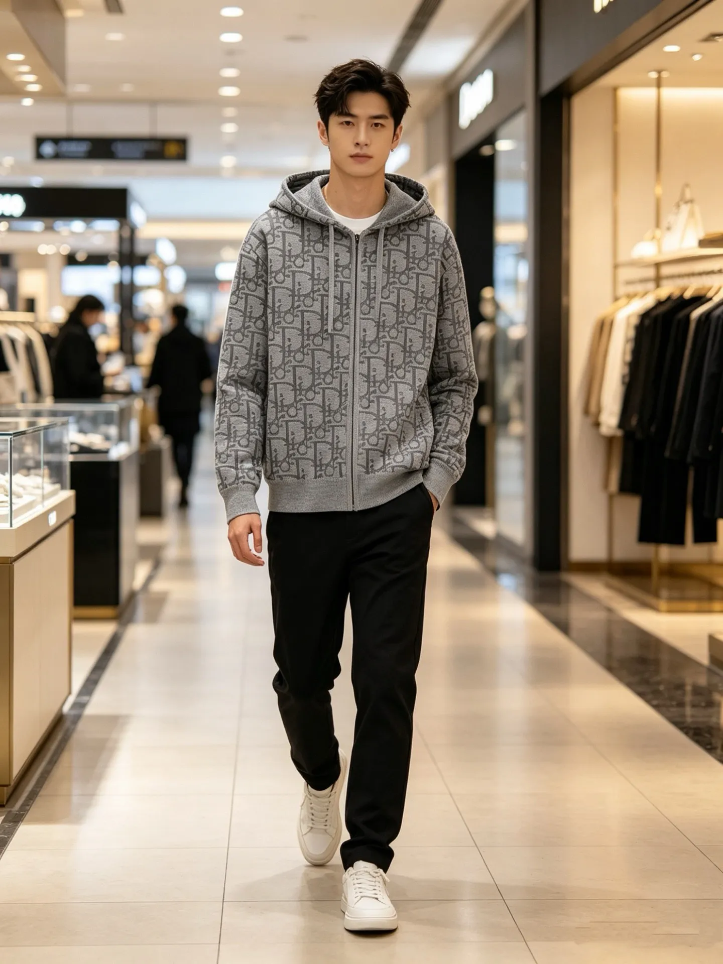Dior/Dior zipped hooded jacket in jacquard jacquard