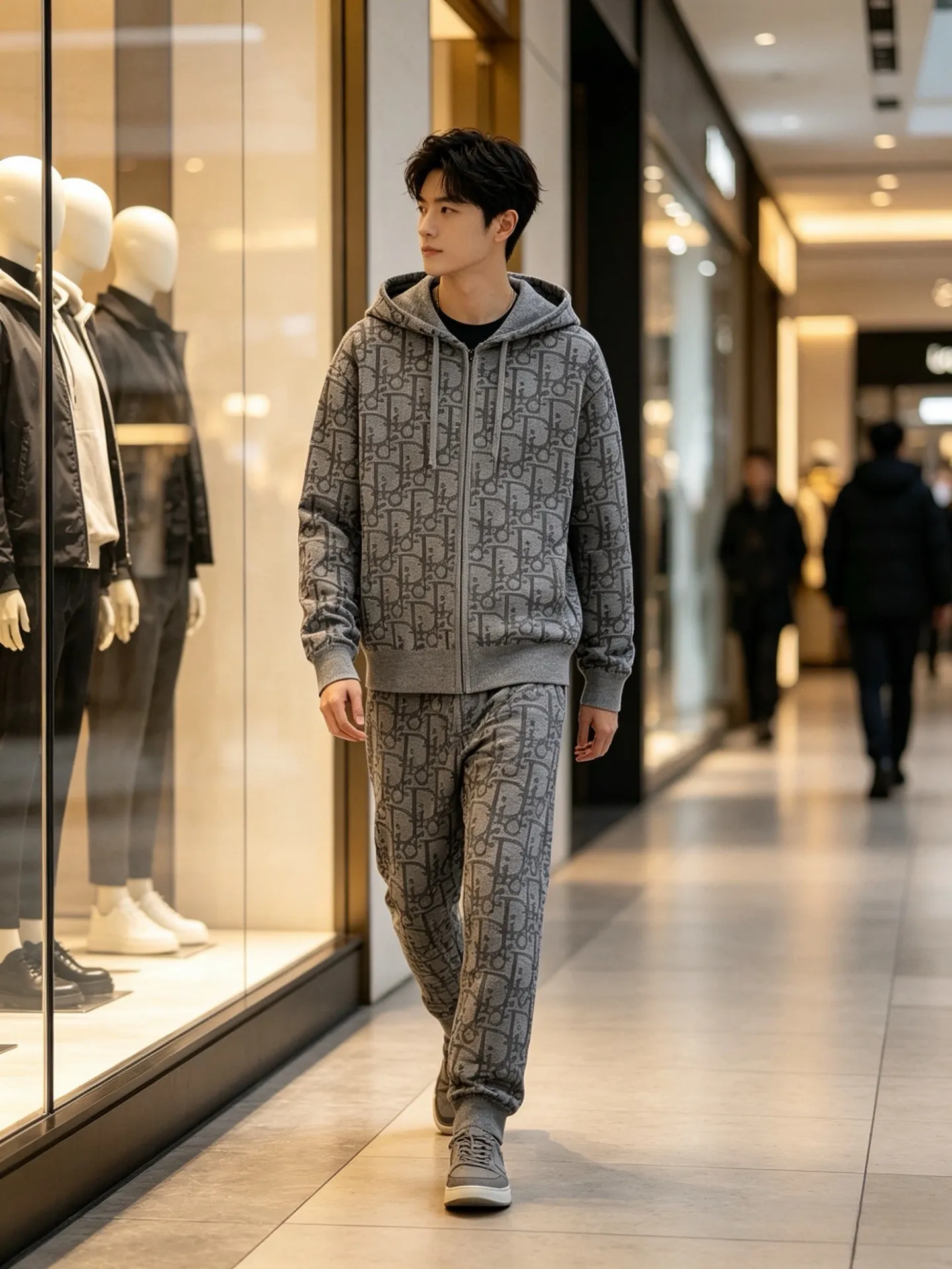 Dior/Dior zipped hooded jacket in jacquard jacquard