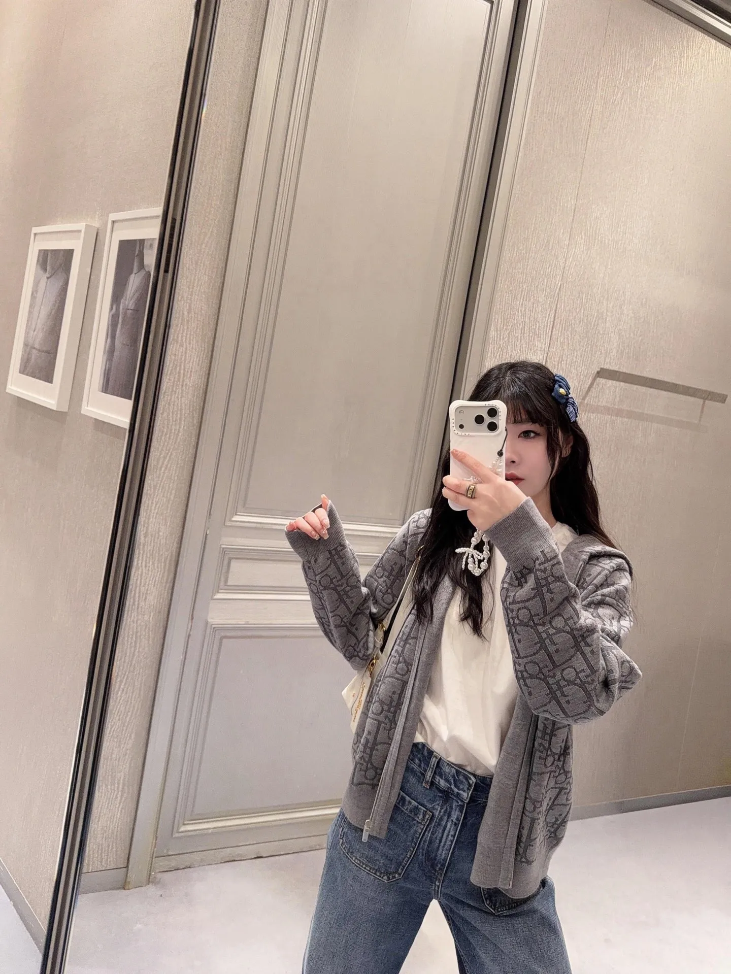 Dior/Dior zipped hooded jacket in jacquard jacquard
