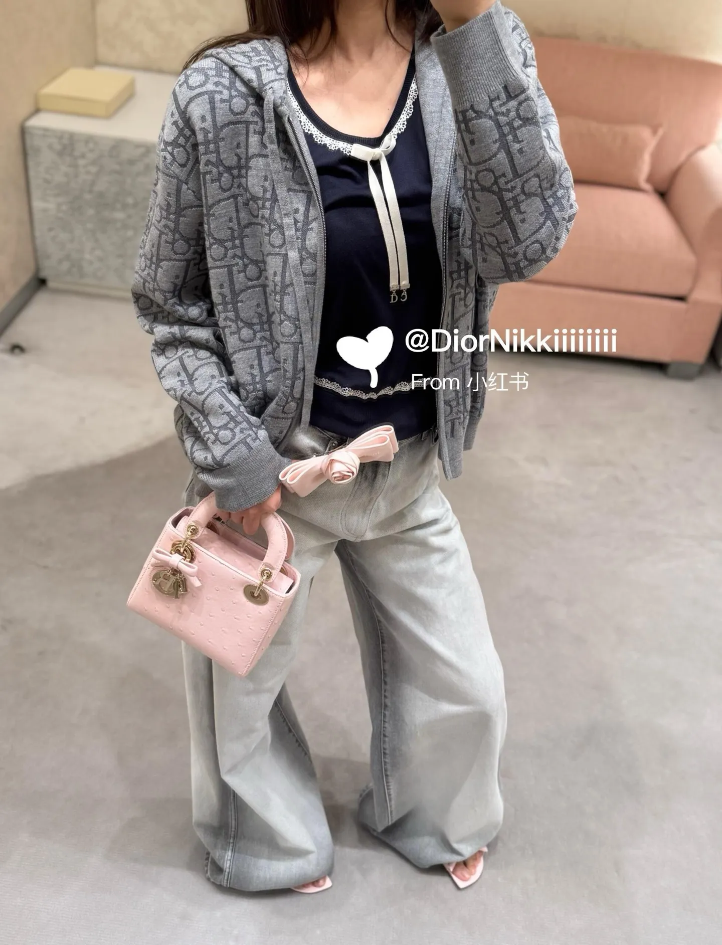 Dior/Dior zipped hooded jacket in jacquard jacquard