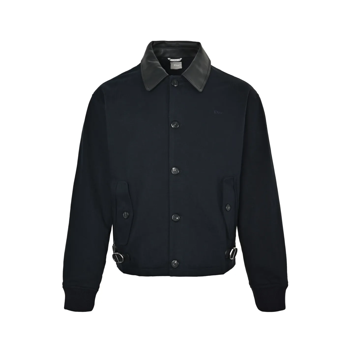 Dior buckle leather collar jacket