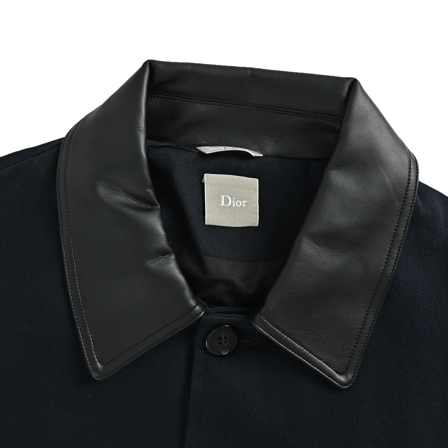 Dior buckle leather collar jacket