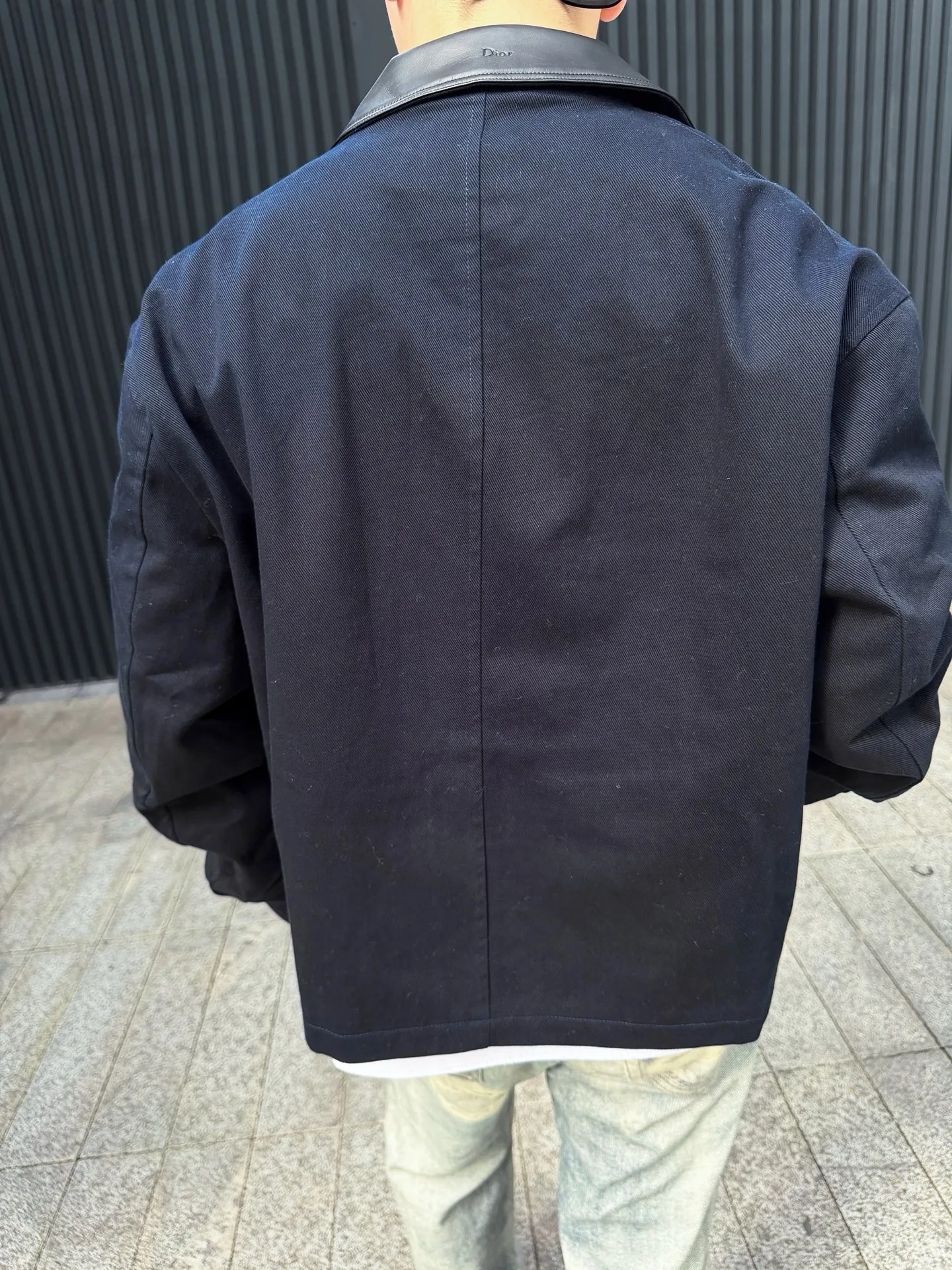 Dior buckle leather collar jacket