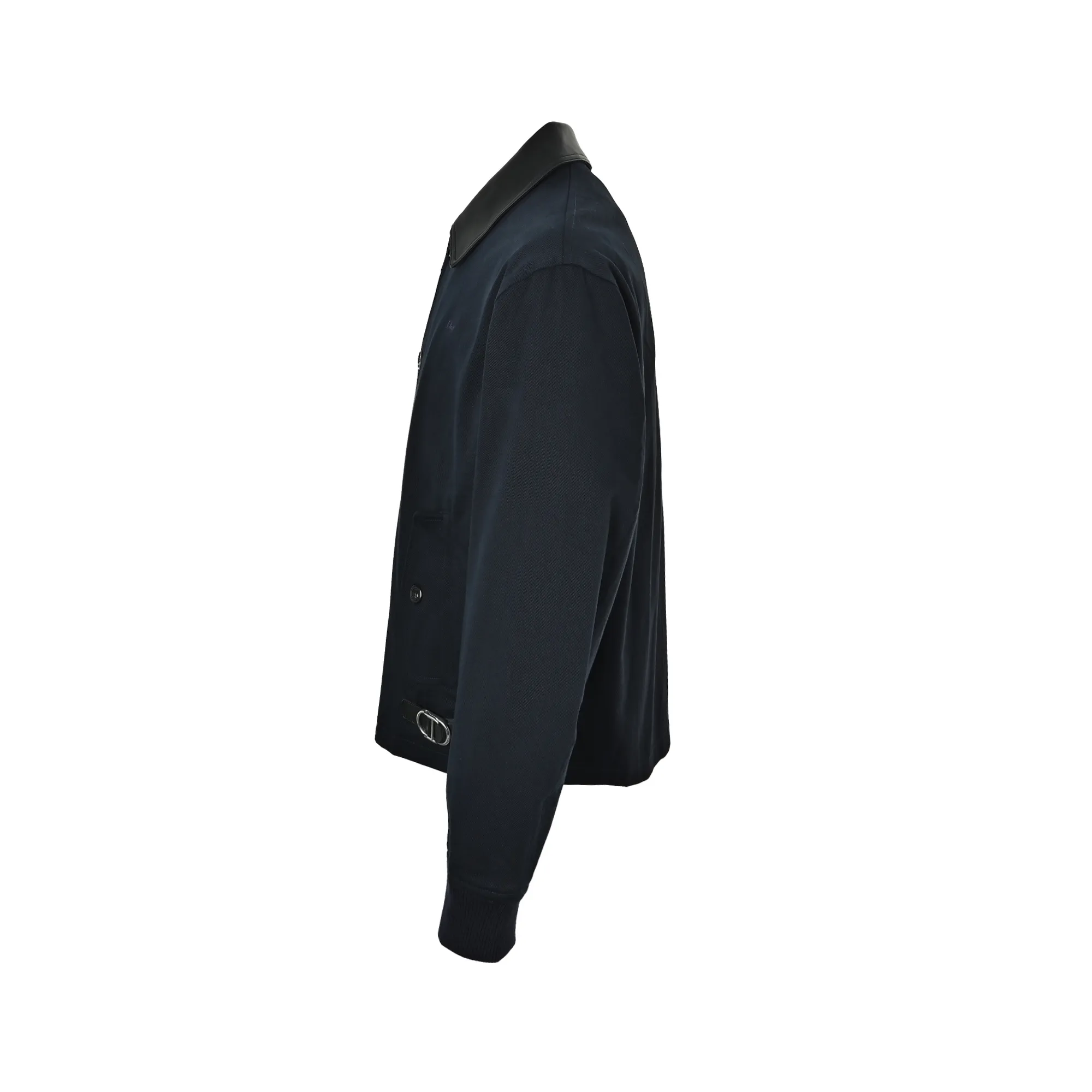 Dior buckle leather collar jacket