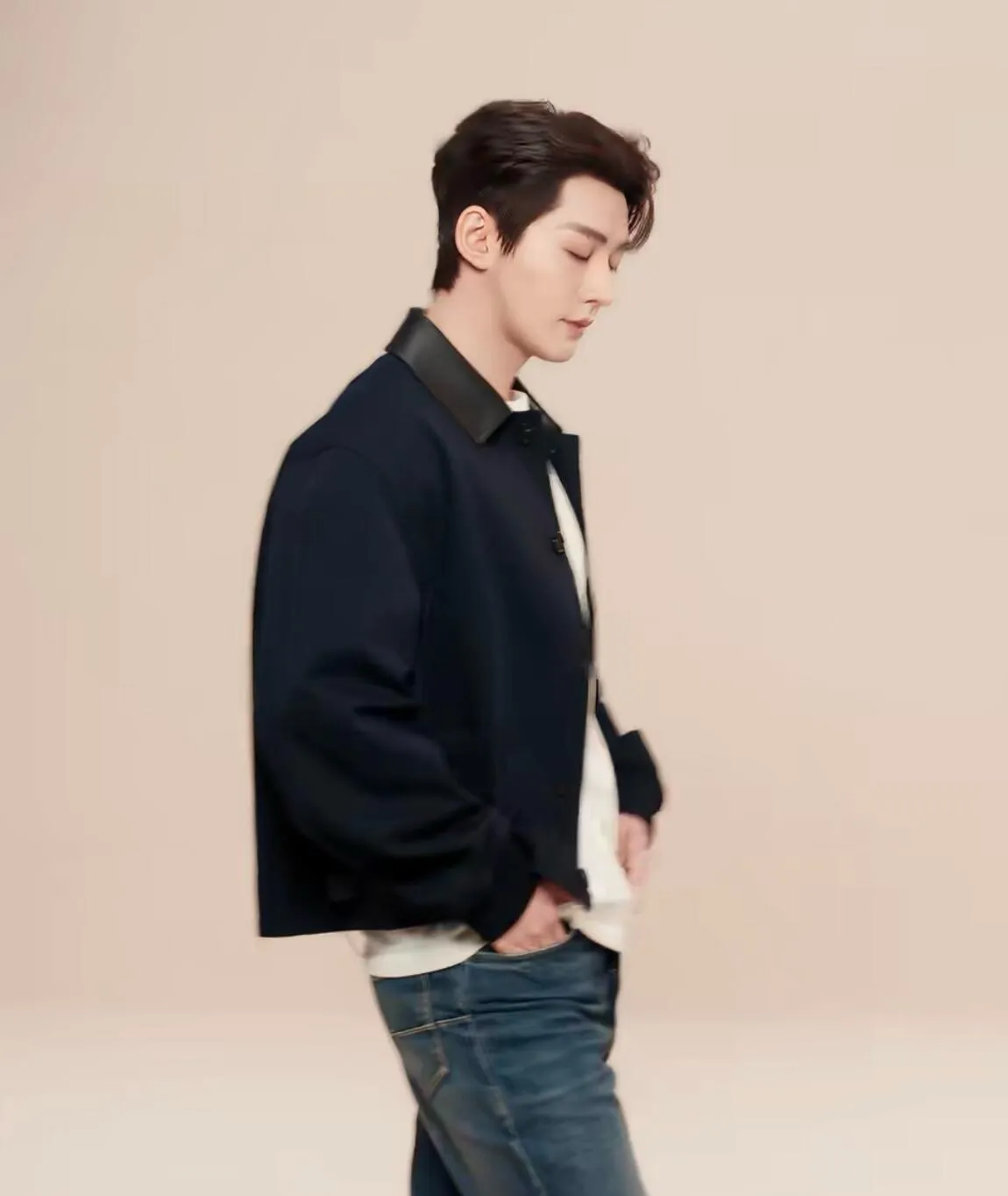 Dior buckle leather collar jacket