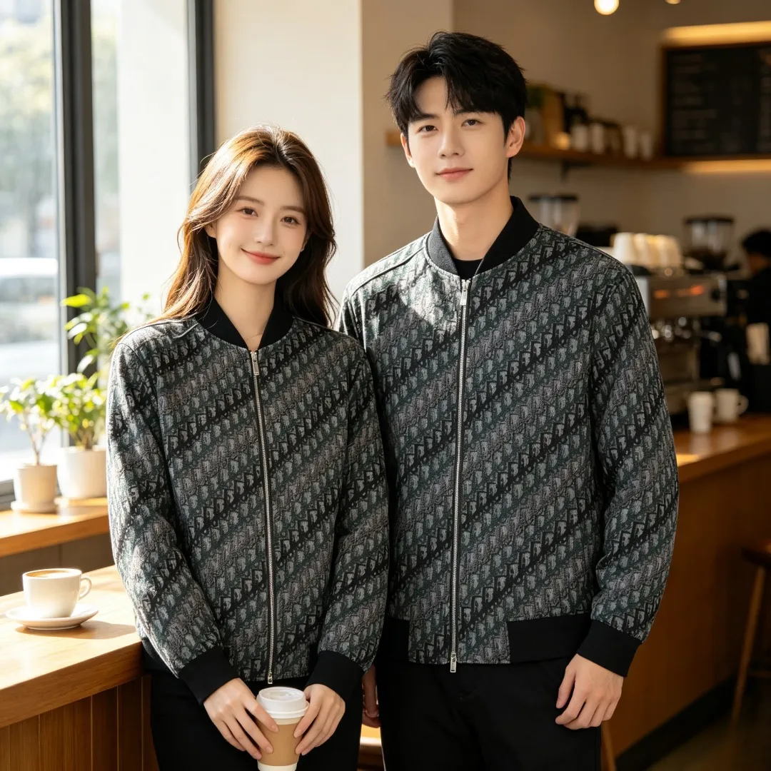 Dior/Dior all-over jacquard baseball collar zipper jacket