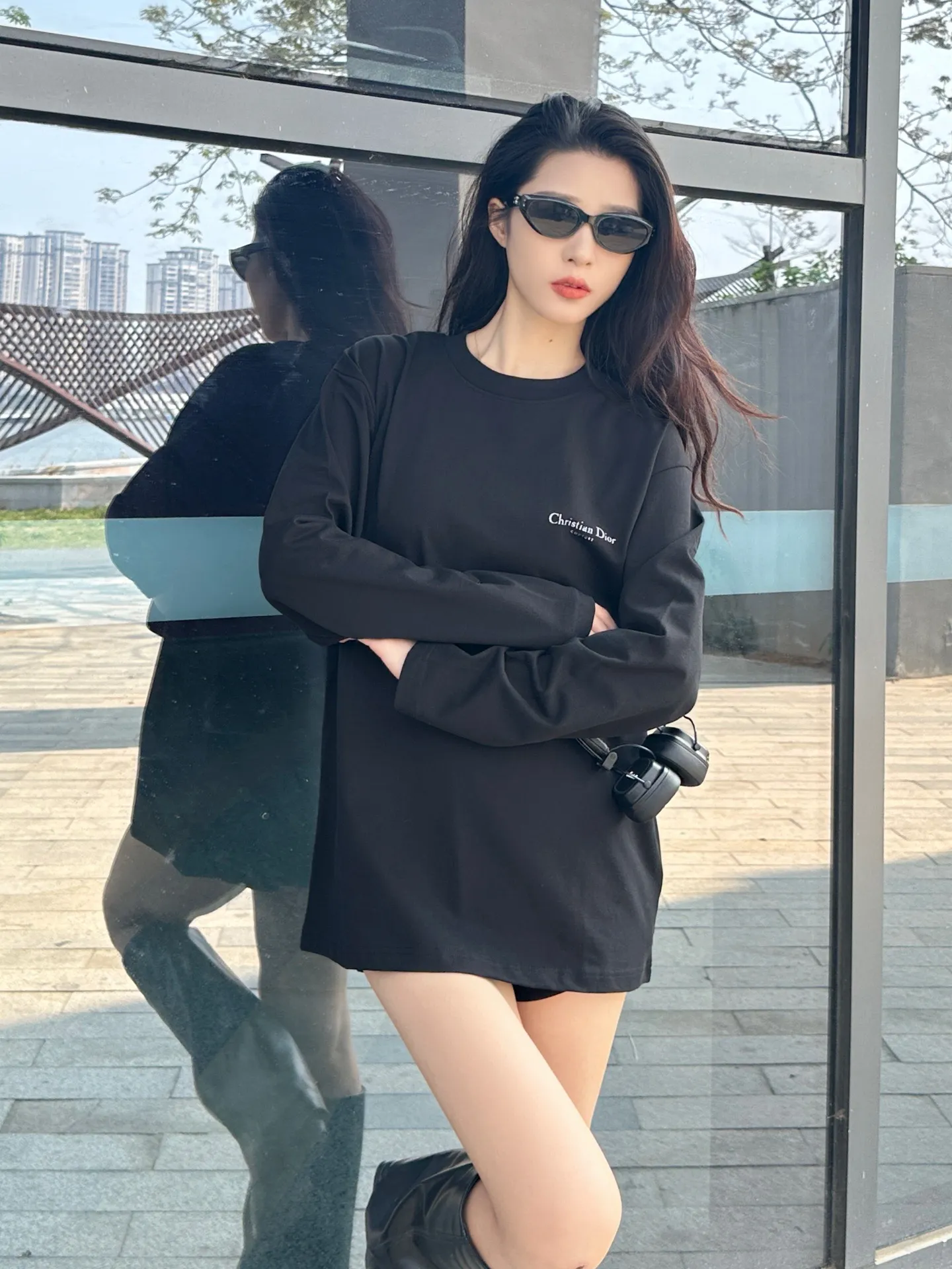Dior/Dior Classic front and back printed letter long sleeves