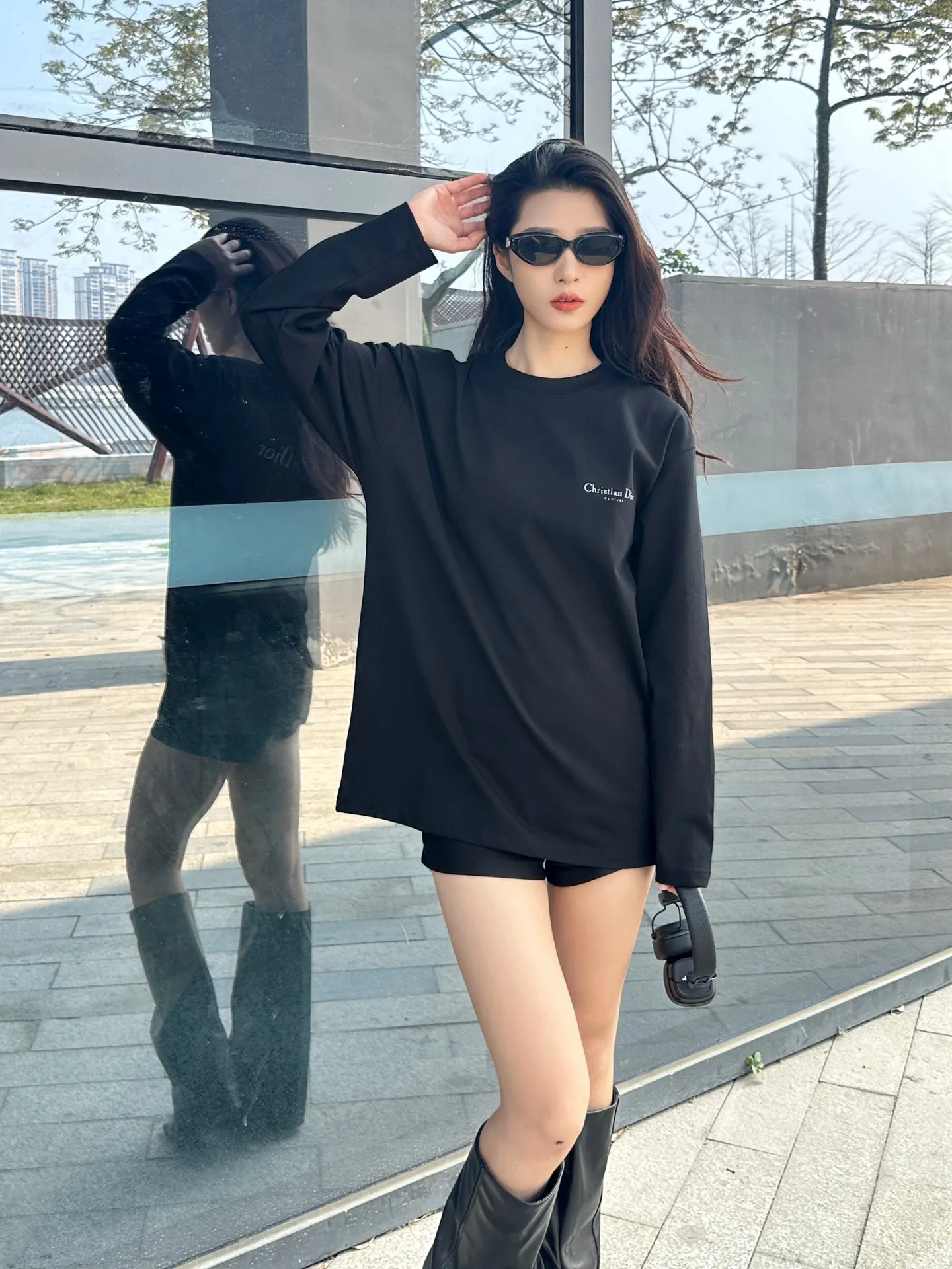 Dior/Dior Classic front and back printed letter long sleeves