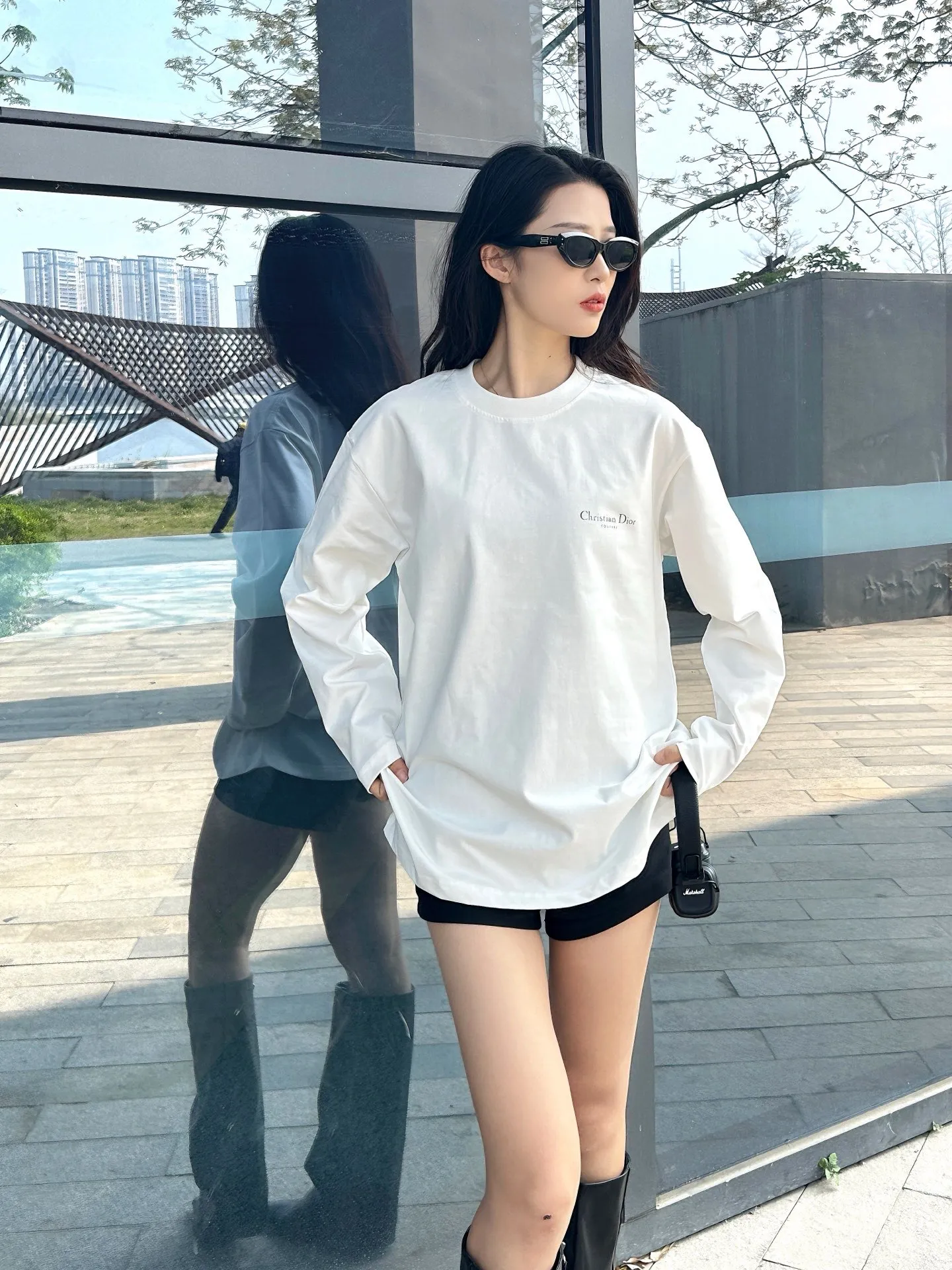 Dior/Dior Classic front and back printed letter long sleeves