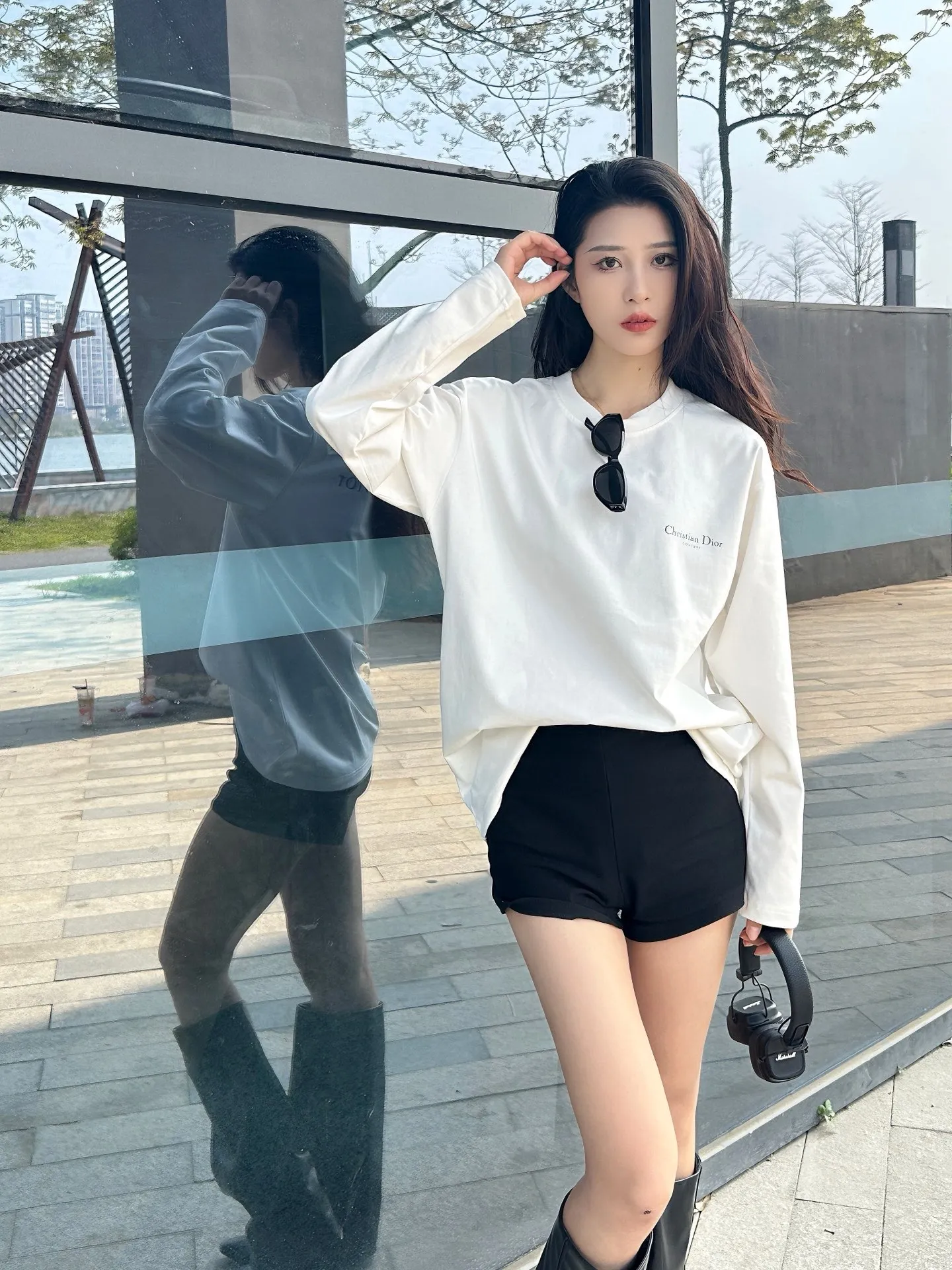 Dior/Dior Classic front and back printed letter long sleeves