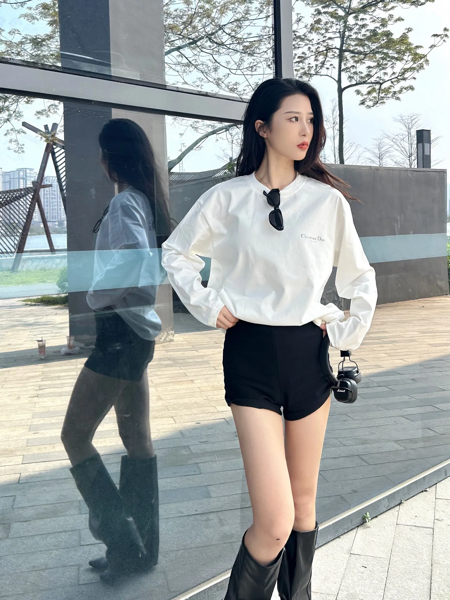 Dior/Dior Classic front and back printed letter long sleeves