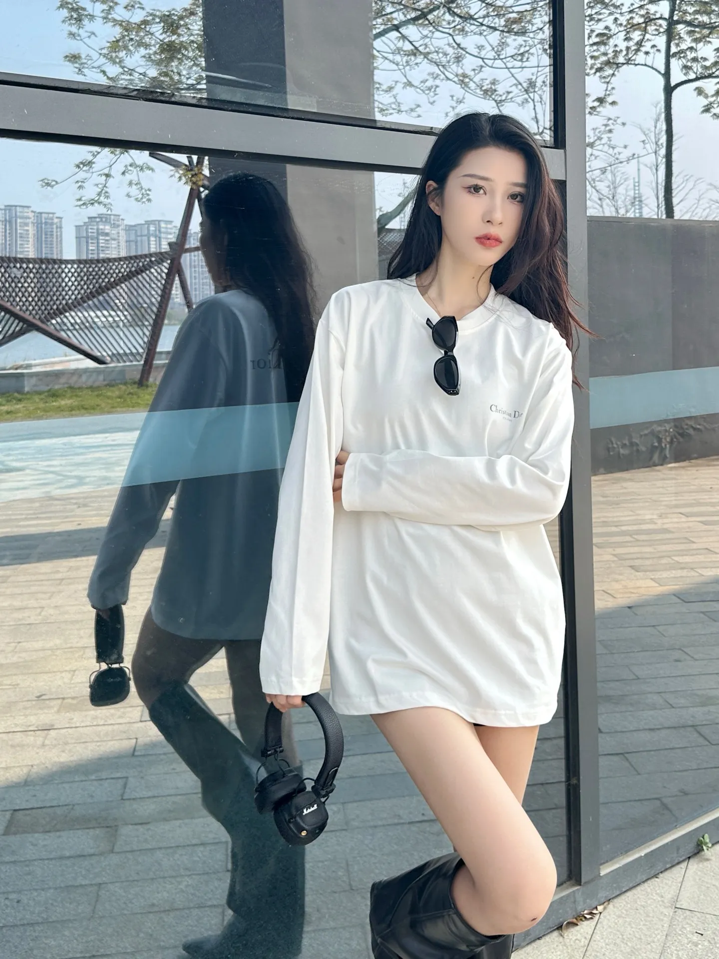 Dior/Dior Classic front and back printed letter long sleeves