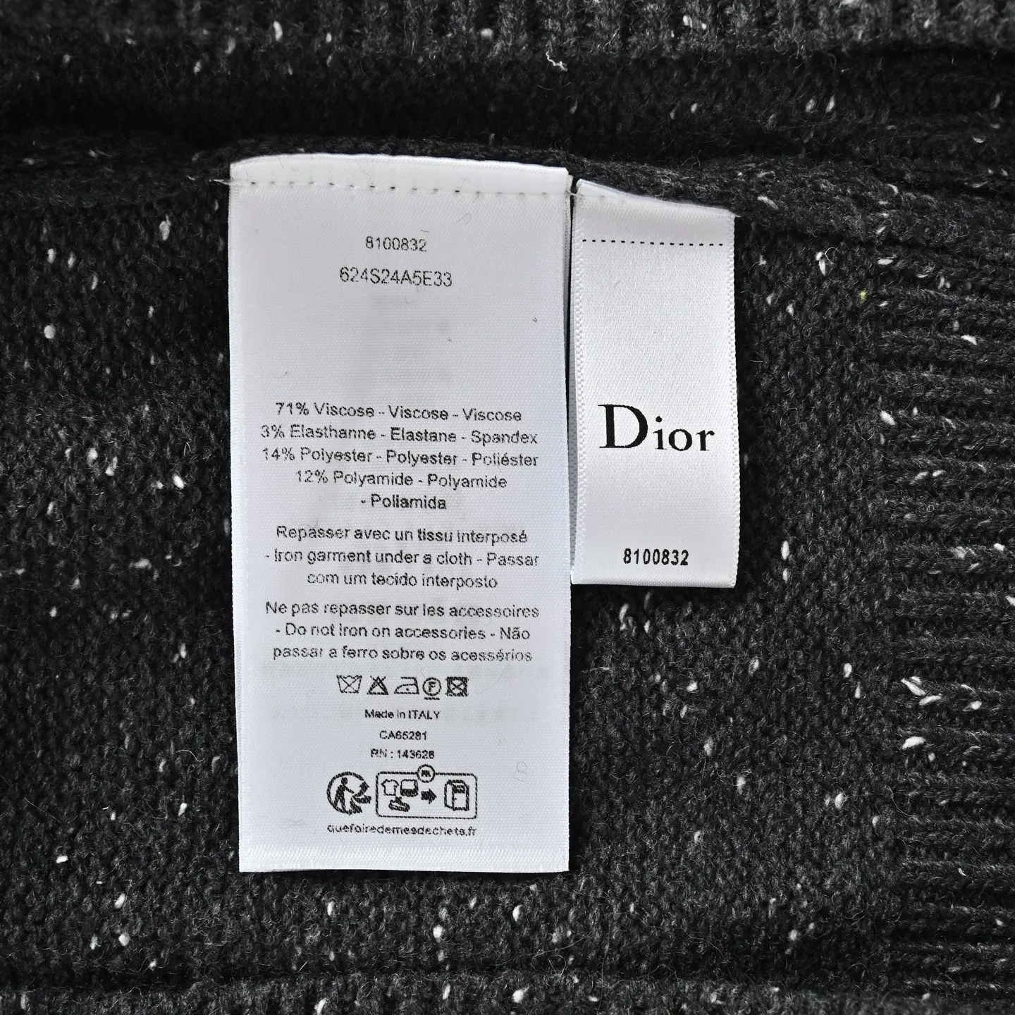 Dior/Dior Letter embroidered mottled crewneck sweater