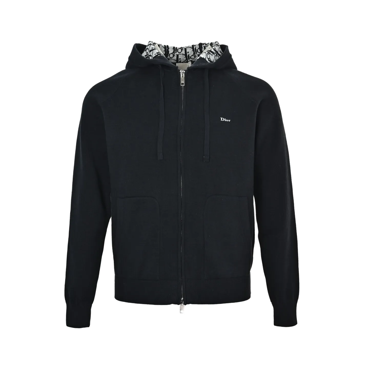 Dior/Dior 26Fw small logo embroidered zipper hooded knitted jacket