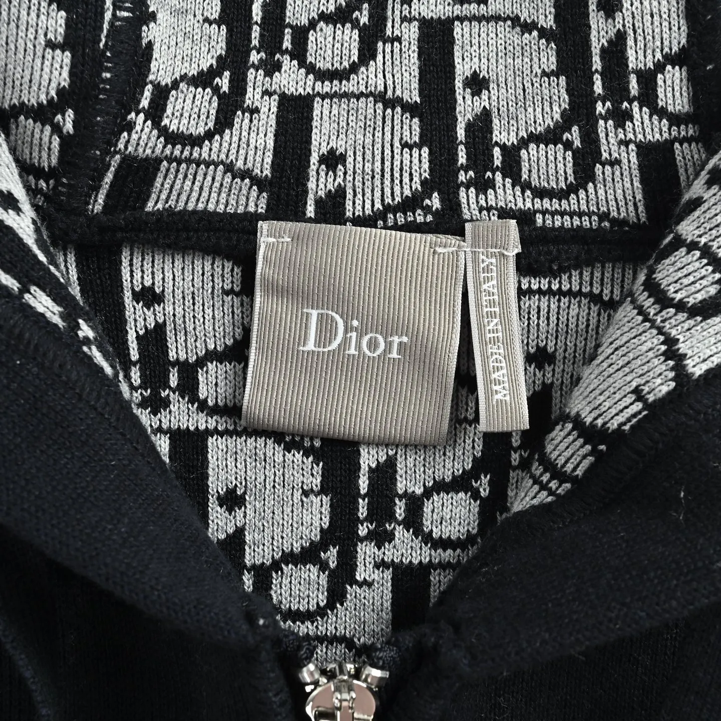 Dior/Dior 26Fw small logo embroidered zipper hooded knitted jacket