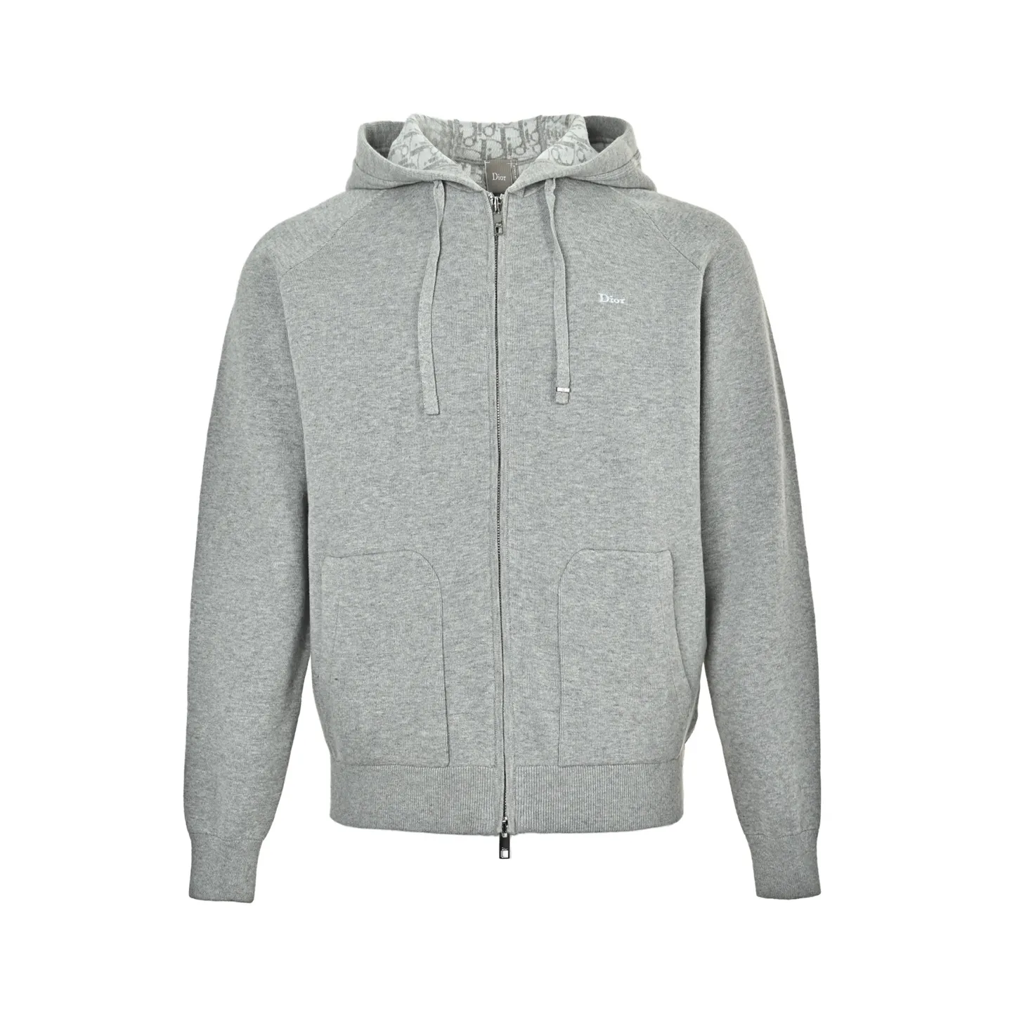 Dior/Dior 26Fw small logo embroidered zipper hooded knitted jacket