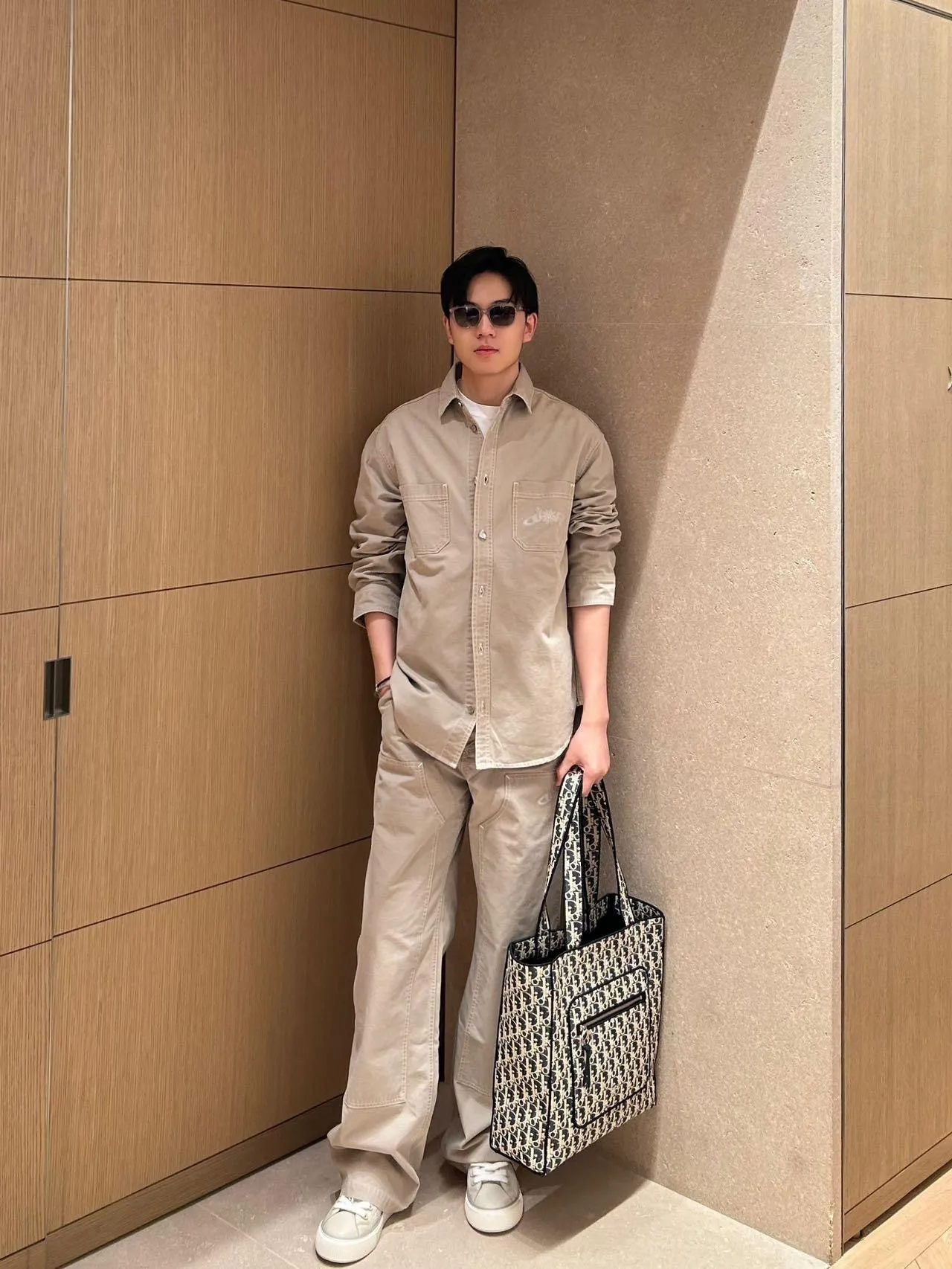 Dior/Dior 25Fw Embroidered Logo Canvas Shirt Coat