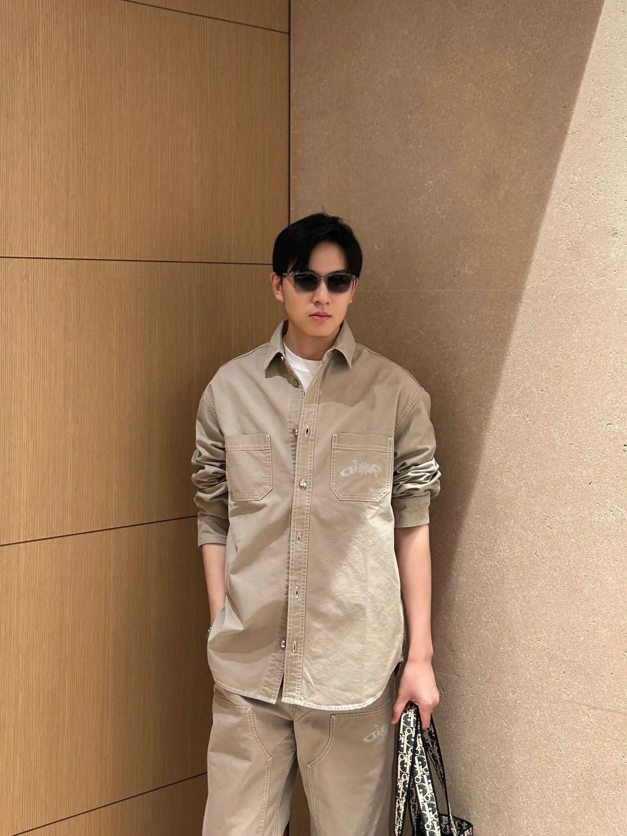 Dior/Dior 25Fw Embroidered Logo Canvas Shirt Coat