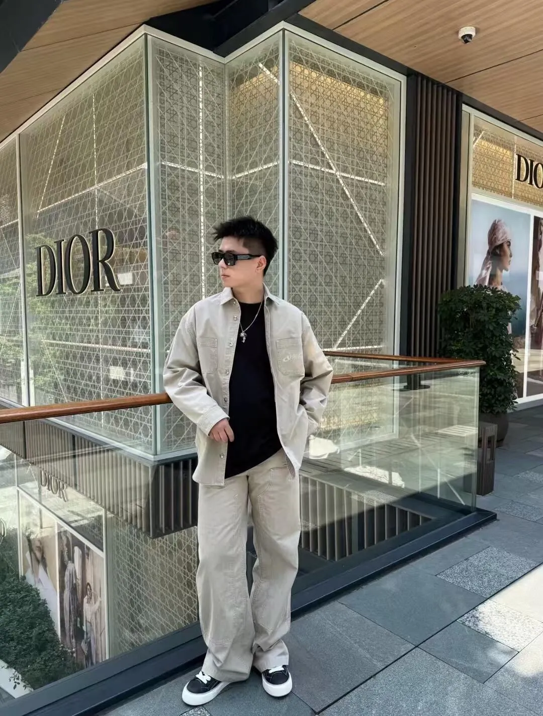 Dior/Dior 25Fw Embroidered Logo Canvas Shirt Coat