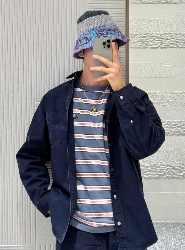 Dior/Dior 25Fw Embroidered Logo Canvas Shirt Coat