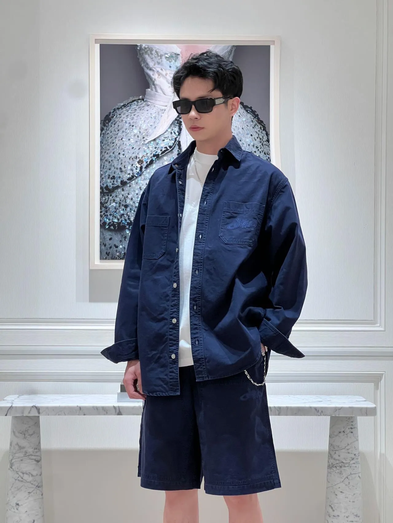 Dior/Dior 25Fw Embroidered Logo Canvas Shirt Coat