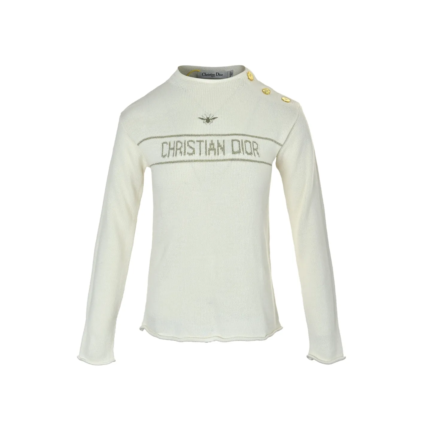 Dior/Dior Bee Embroidered Letter Jacquard Shoulder Buckle Sweater