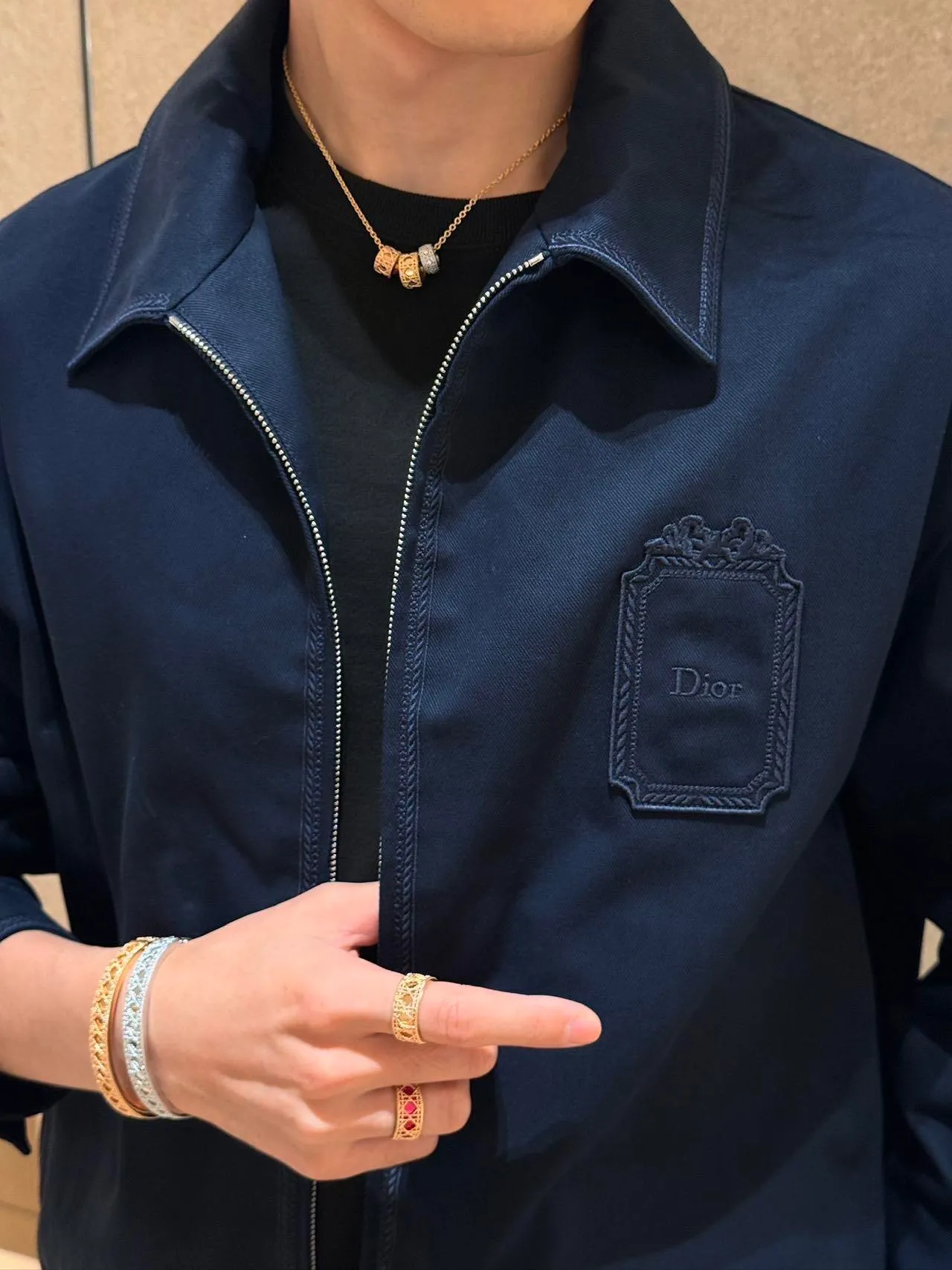 Dior/Dior gabardine square logo embroidered jacket jacket