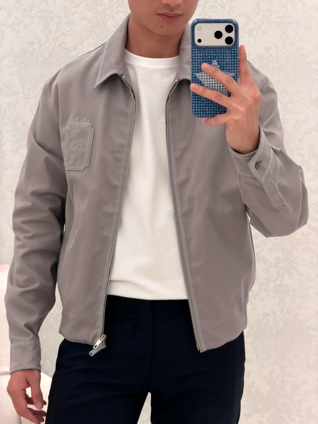 Dior/Dior gabardine square logo embroidered jacket jacket