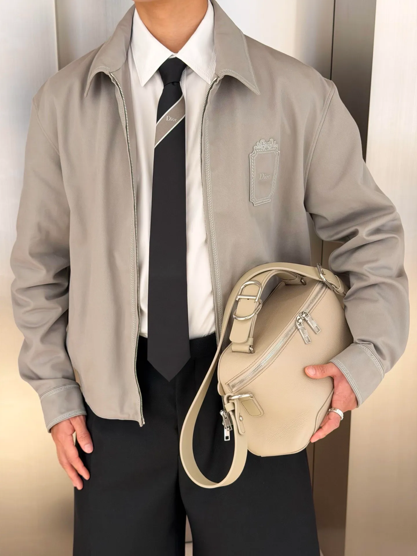 Dior/Dior gabardine square logo embroidered jacket jacket