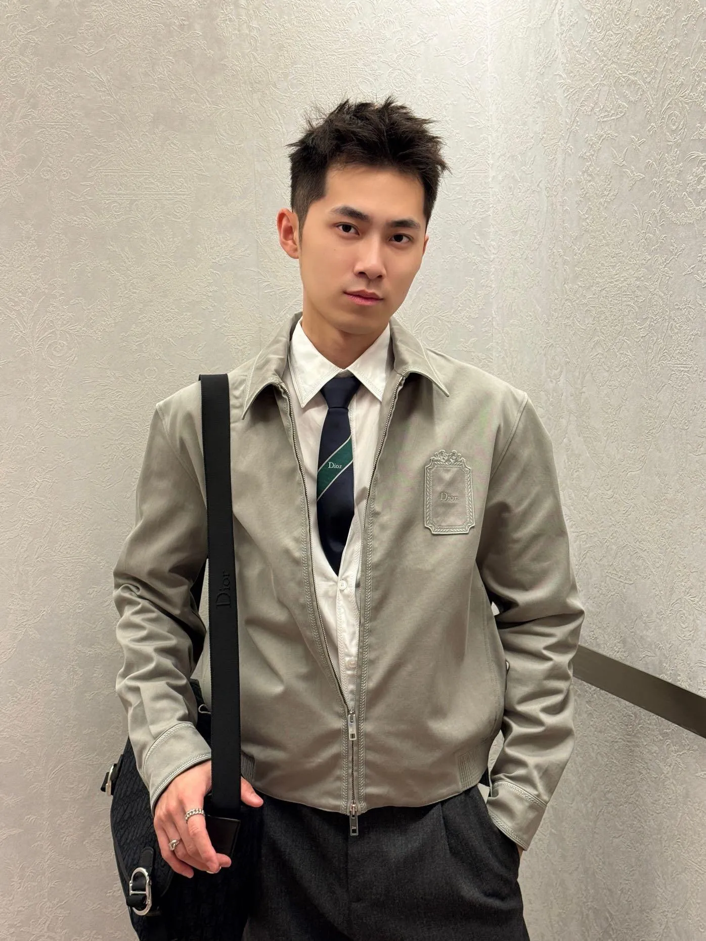 Dior/Dior gabardine square logo embroidered jacket jacket