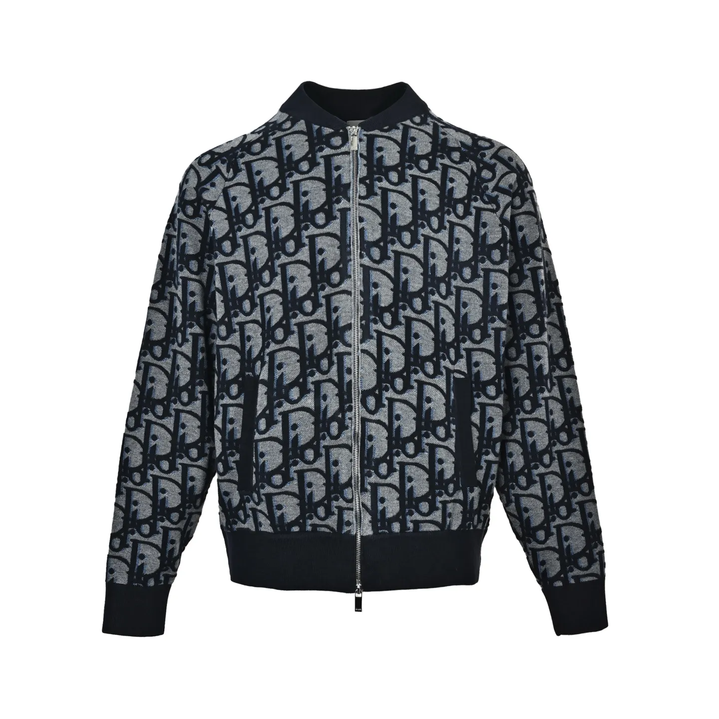 Dior/Dior Large Floral Jacquard Zip Knit Cardigan Jacket