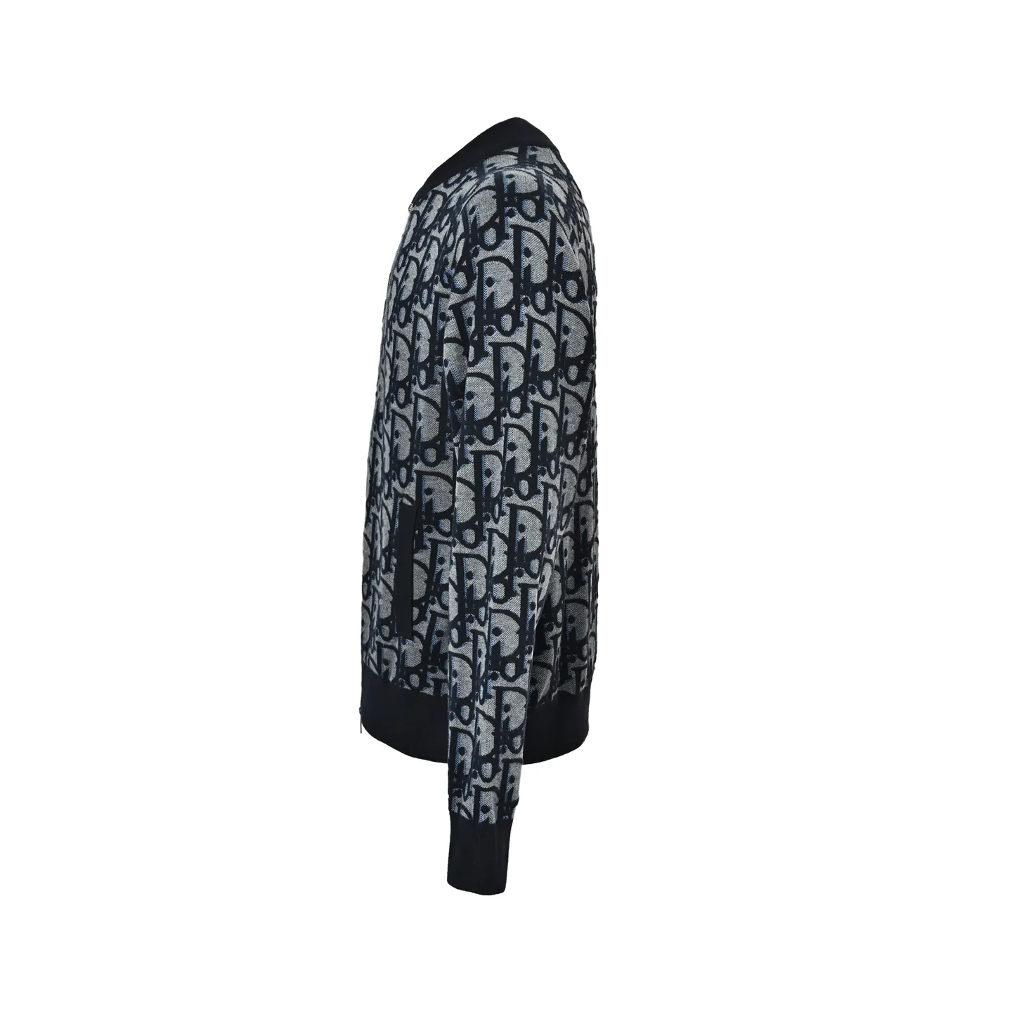 Dior/Dior Large Floral Jacquard Zip Knit Cardigan Jacket