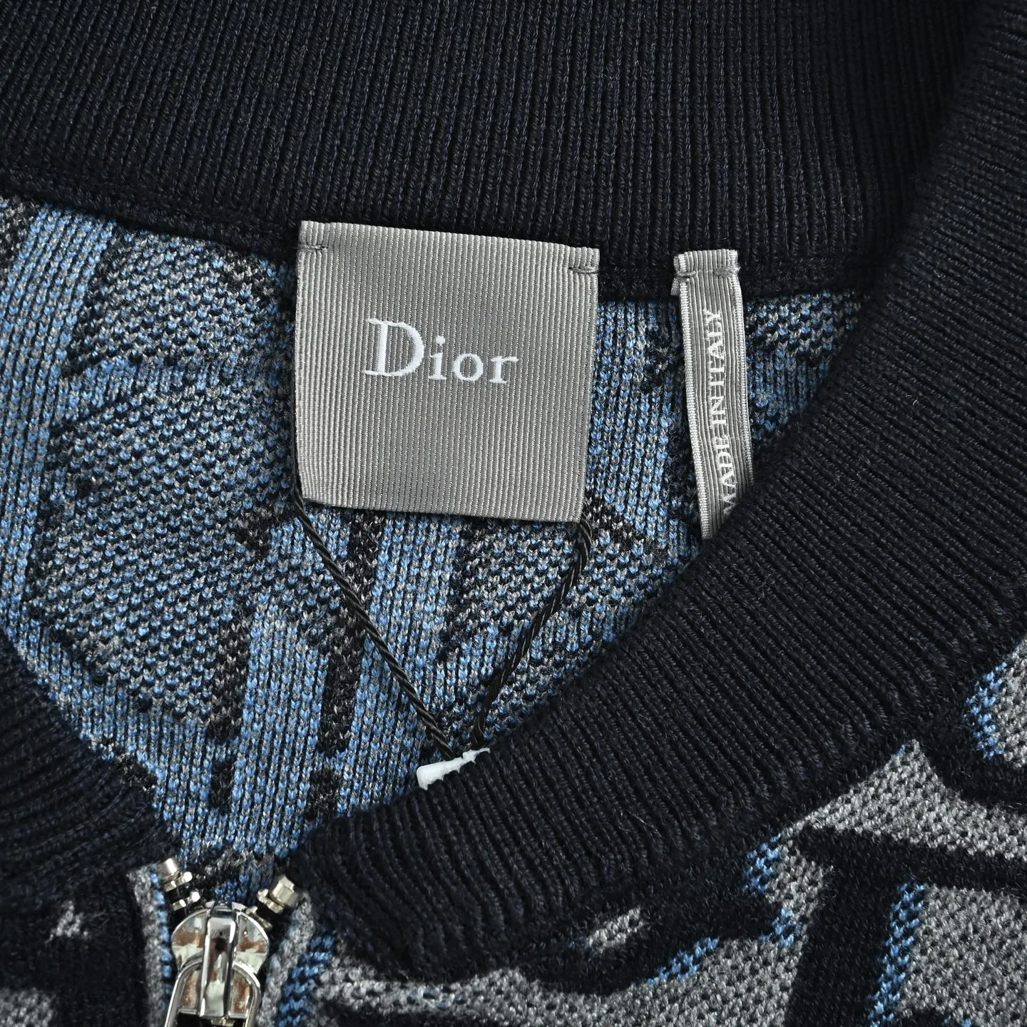 Dior/Dior Large Floral Jacquard Zip Knit Cardigan Jacket