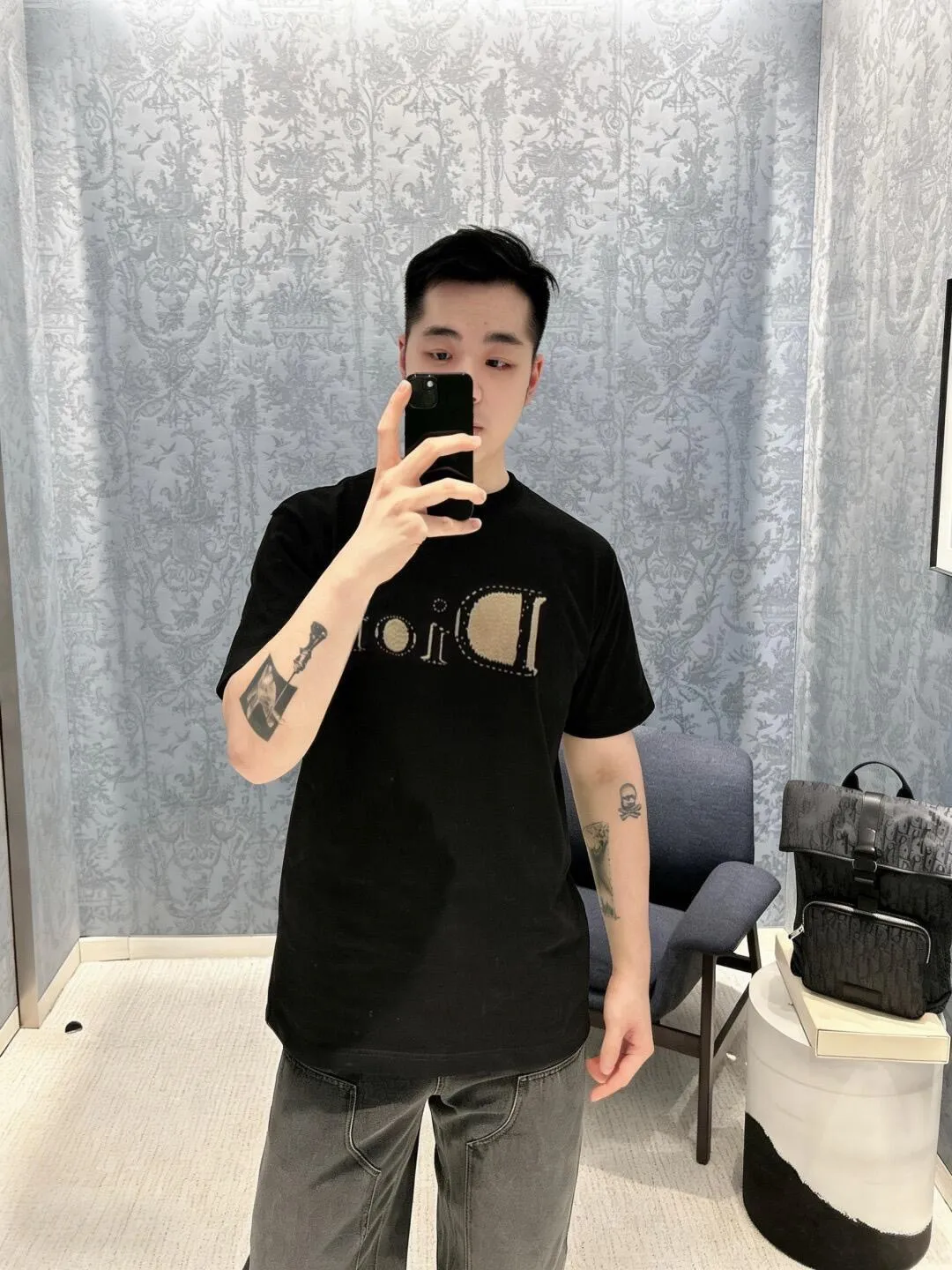 Dior/Dior 26ss tatami letter logo embroidered short sleeves