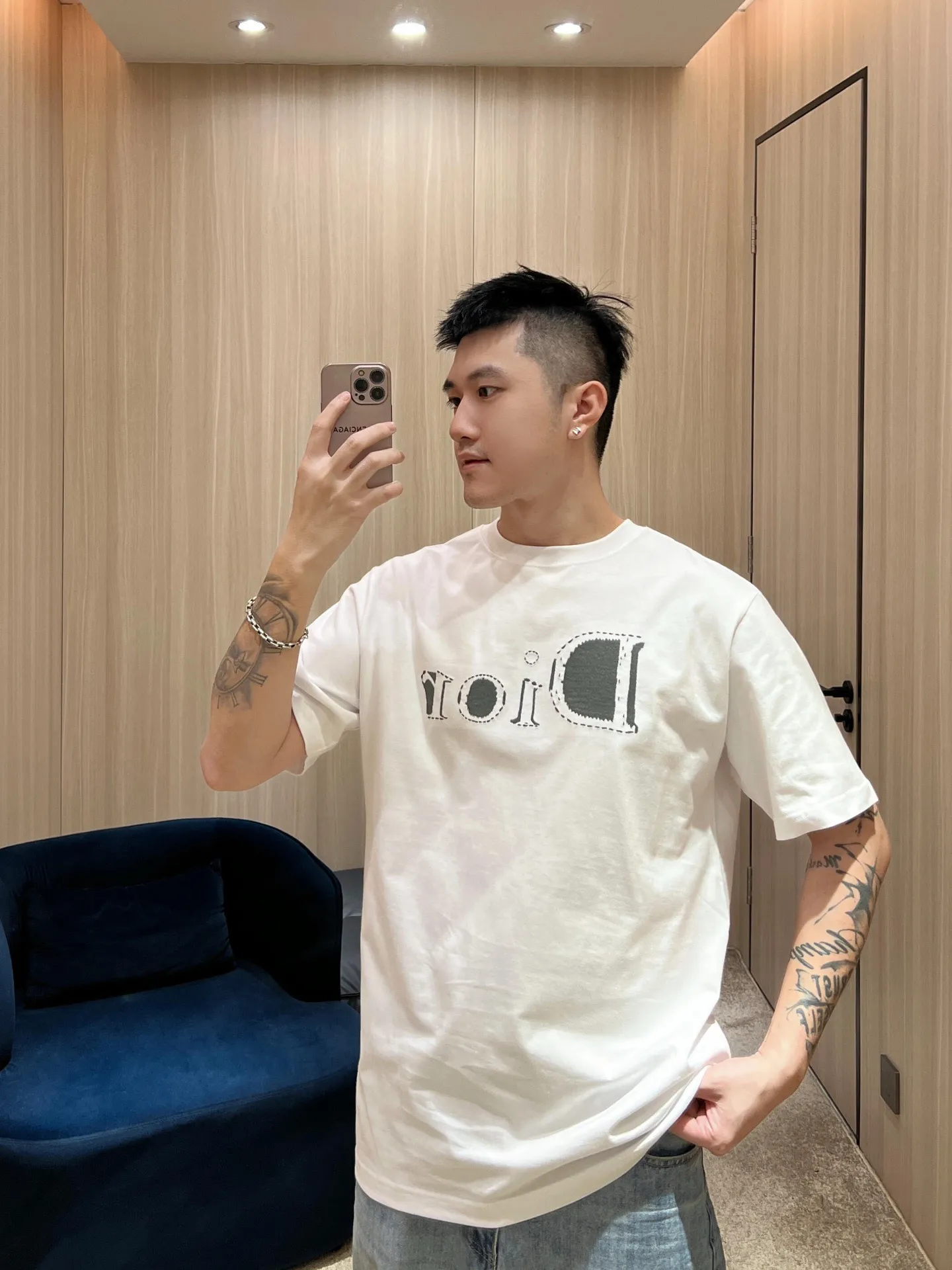 Dior/Dior 26ss tatami letter logo embroidered short sleeves