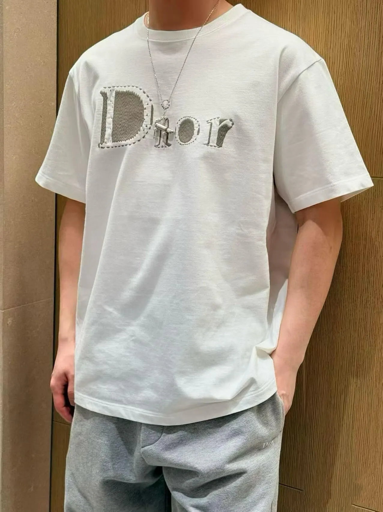 Dior/Dior 26ss tatami letter logo embroidered short sleeves
