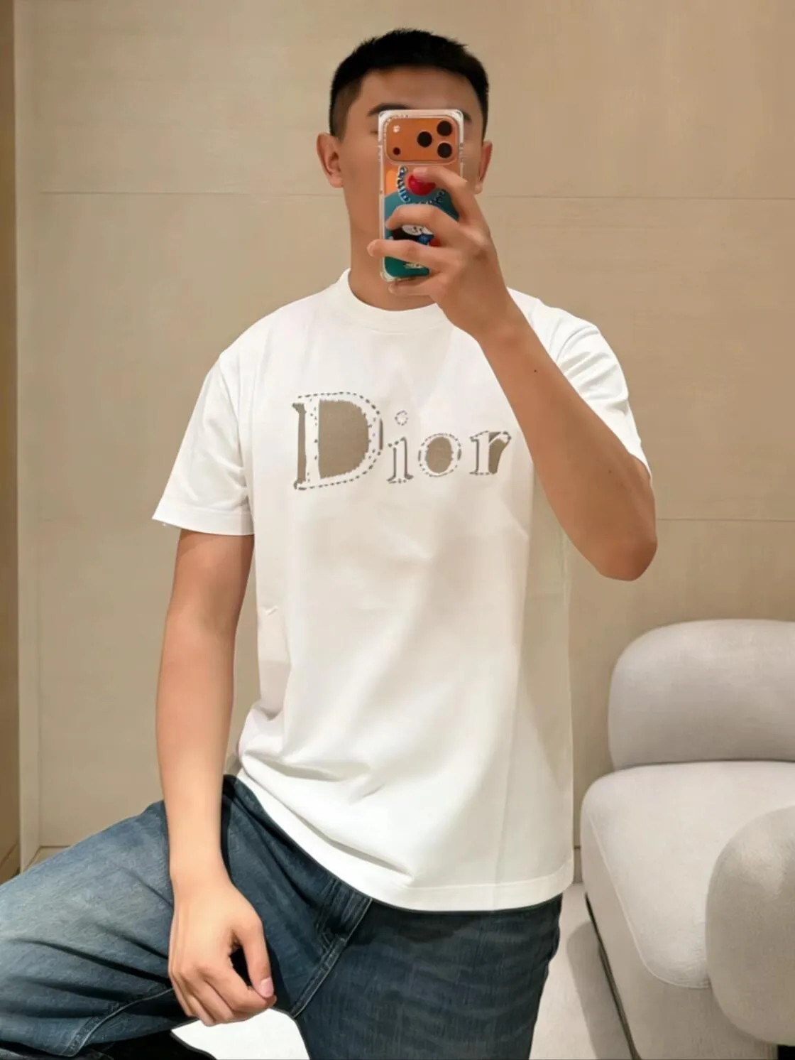 Dior/Dior 26ss tatami letter logo embroidered short sleeves