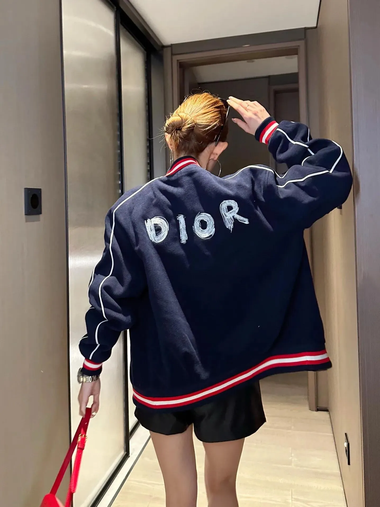 Dior/Dior Dinosaur Letter Embroidered Baseball Jacket Jacket